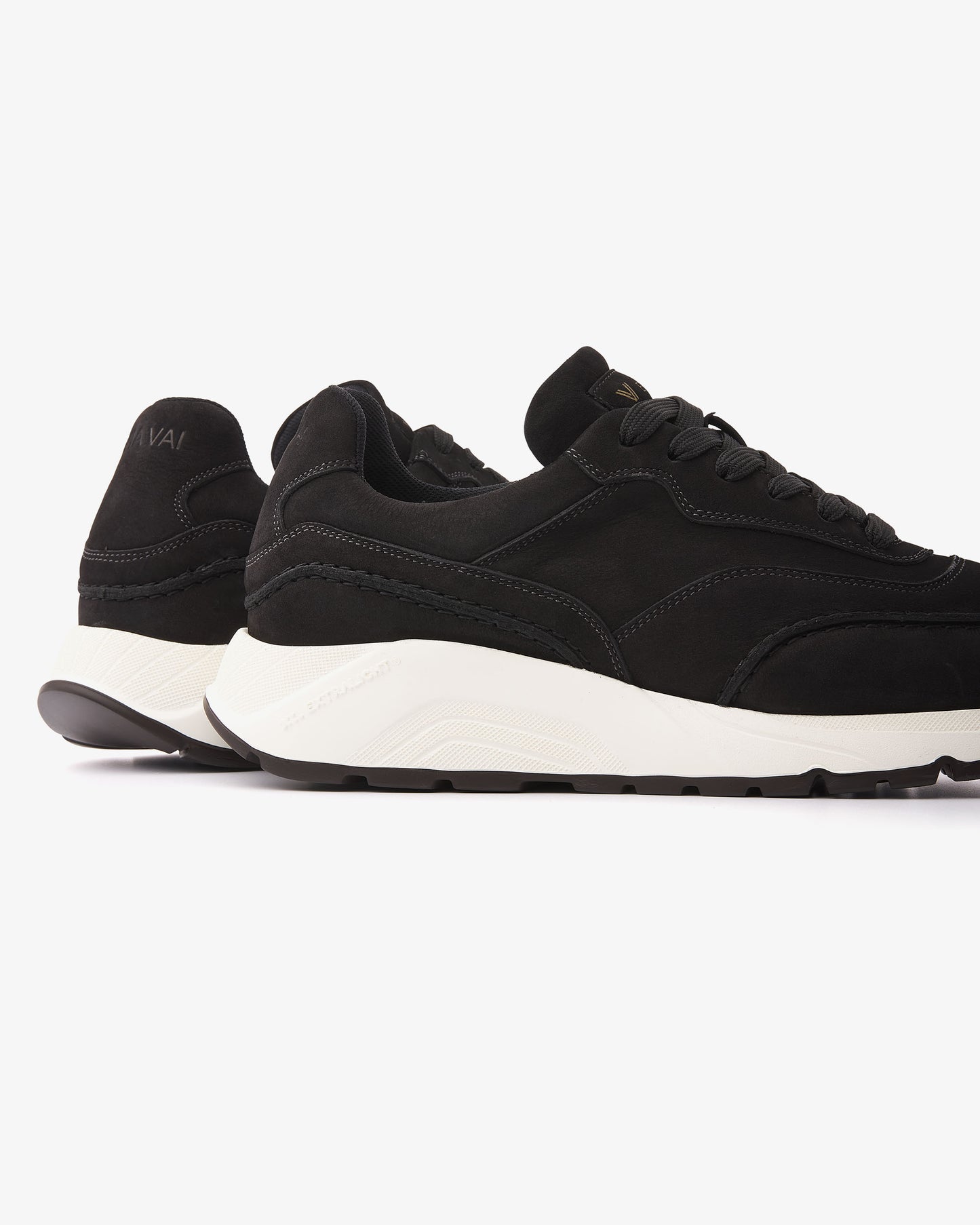 VIA VAI Owen Jimmy zwarte sneakers heren – detail van materiaalstructuur in leer en mesh
