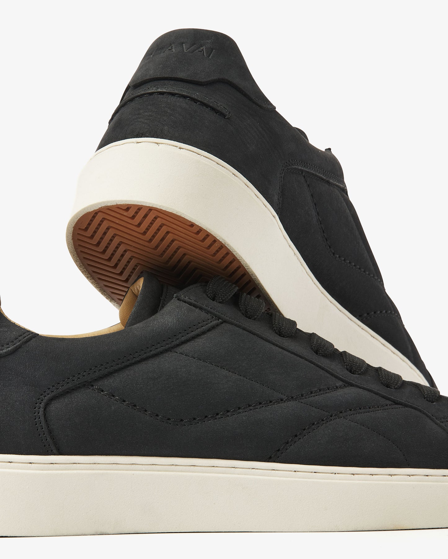 VIA VAI zwarte leren Zane Liam heren sneakers, detailfoto.