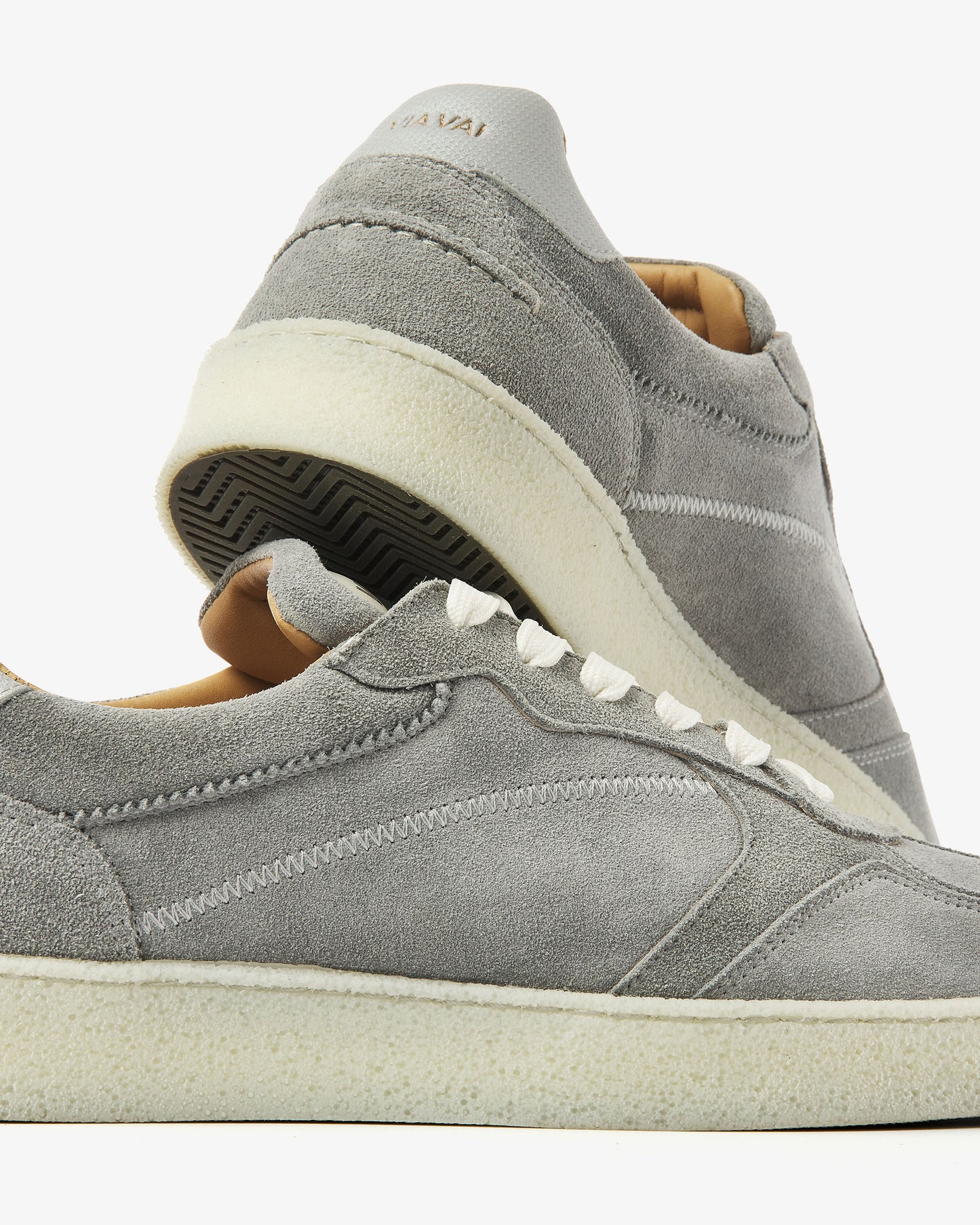VIA VAI grijze suède heren sneakers Zane Ethan, detailfoto.