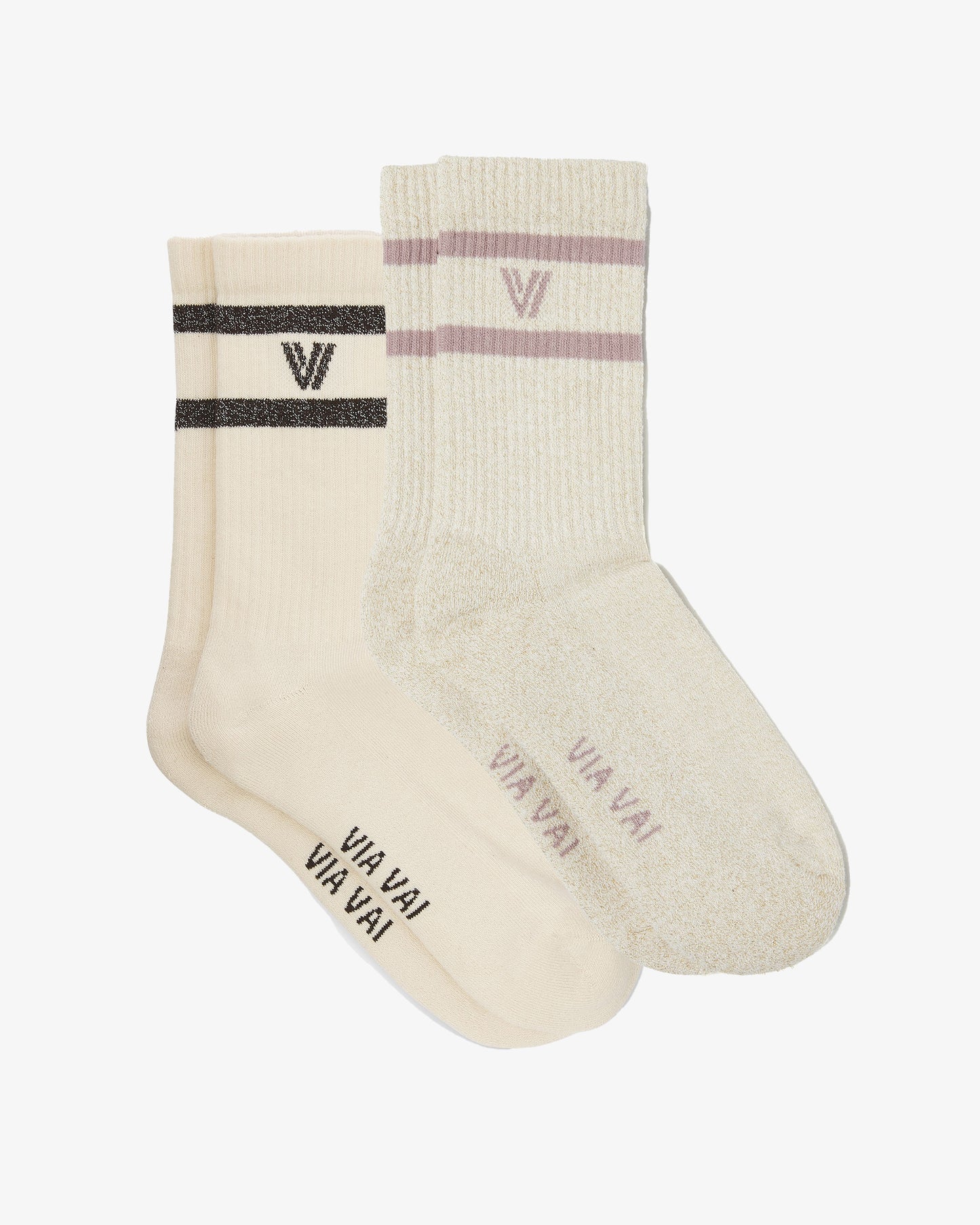 VIA VAI Lauren Kenna multicolor sokken – zijaanzicht met logodetail