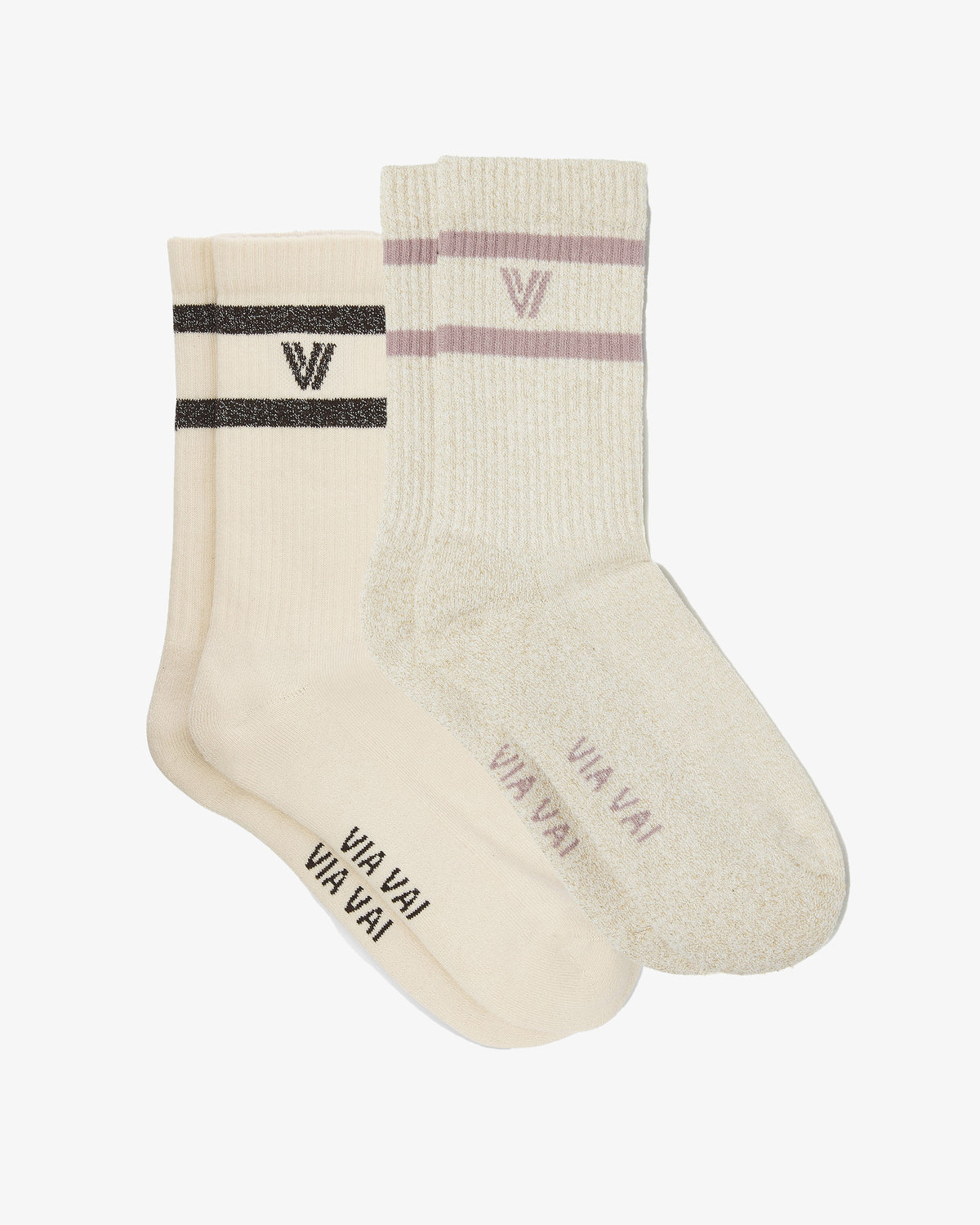 VIA VAI Lauren Kenna multicolor sokken – zijaanzicht met logodetail