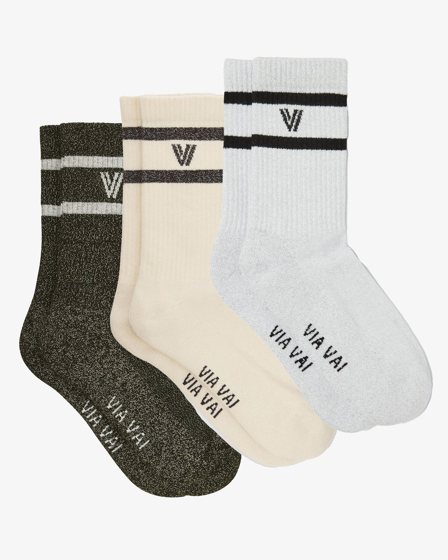 VIA VAI Lauren Kenna multicolor sokken – zijaanzicht met logodetail