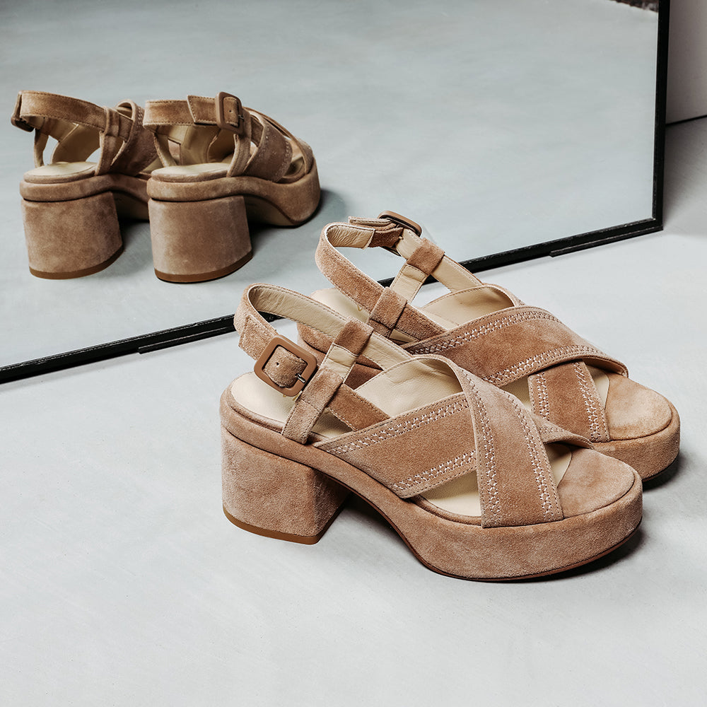 VIA VAI Elia Paisley beige platform sandalen dames