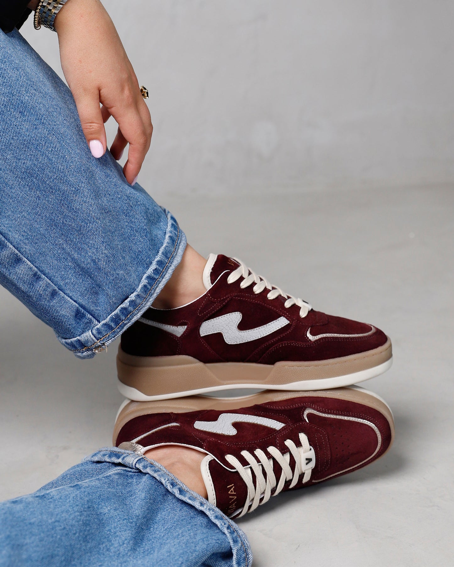 VIA VAI Sam Levi bordeauxrode sneakers dames