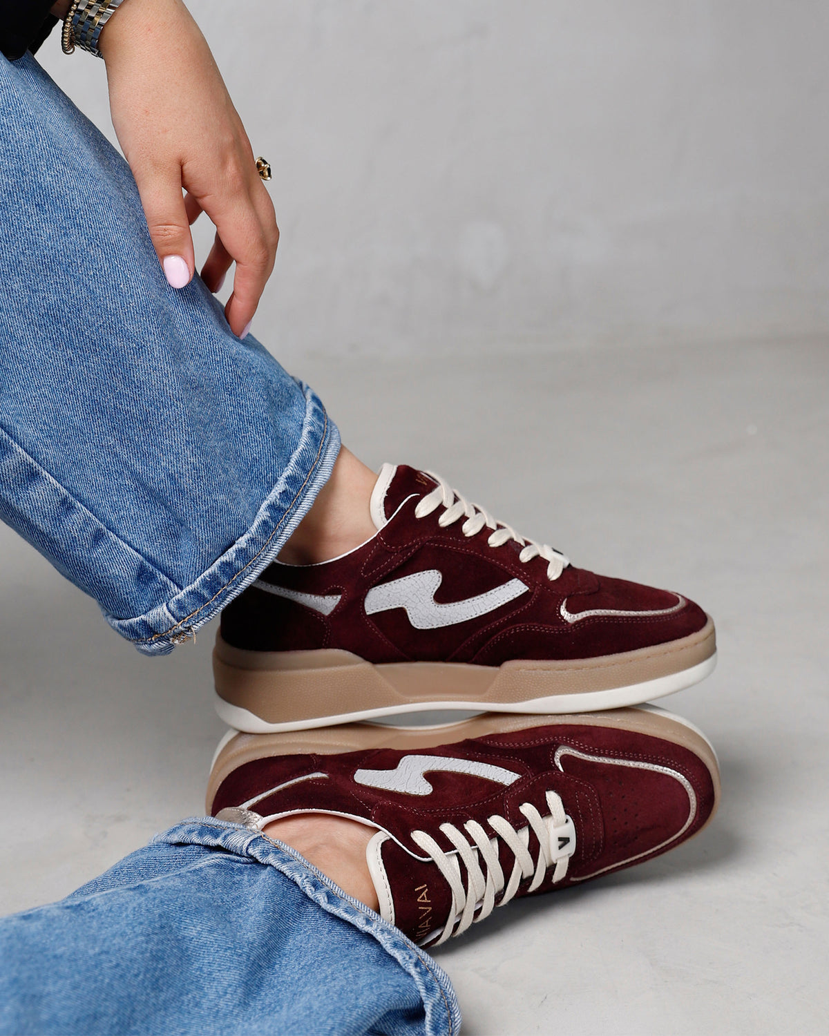 VIA VAI Sam Levi bordeauxrode sneakers dames