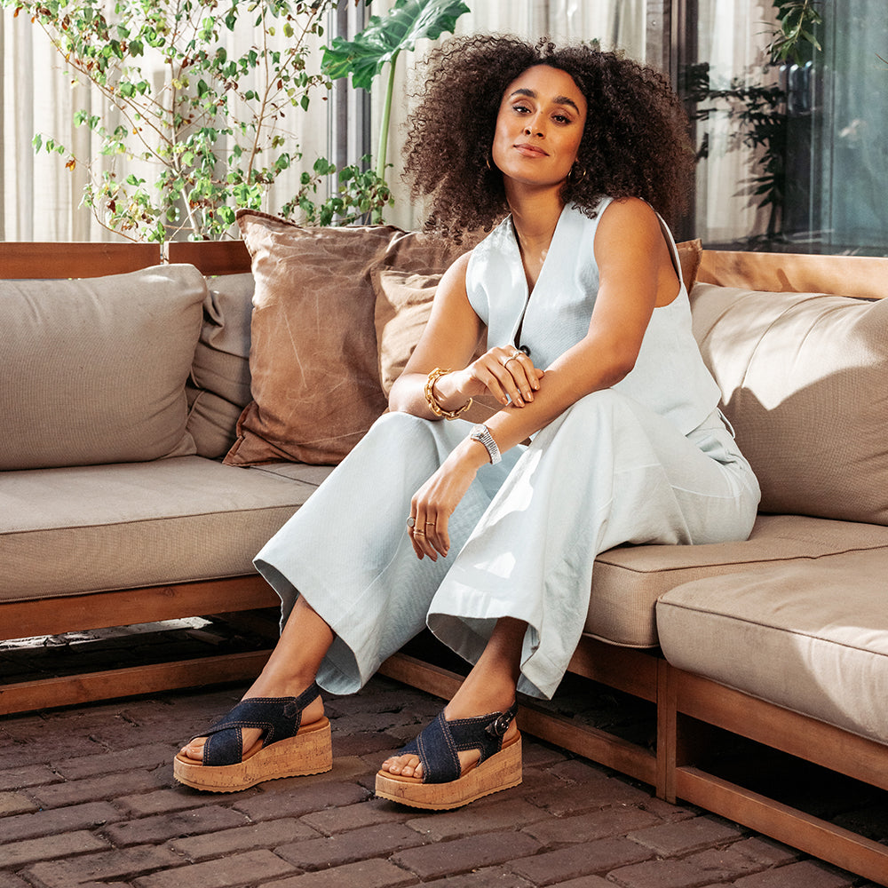 VIA VAI Sissel Capri denim platform sandalen dames