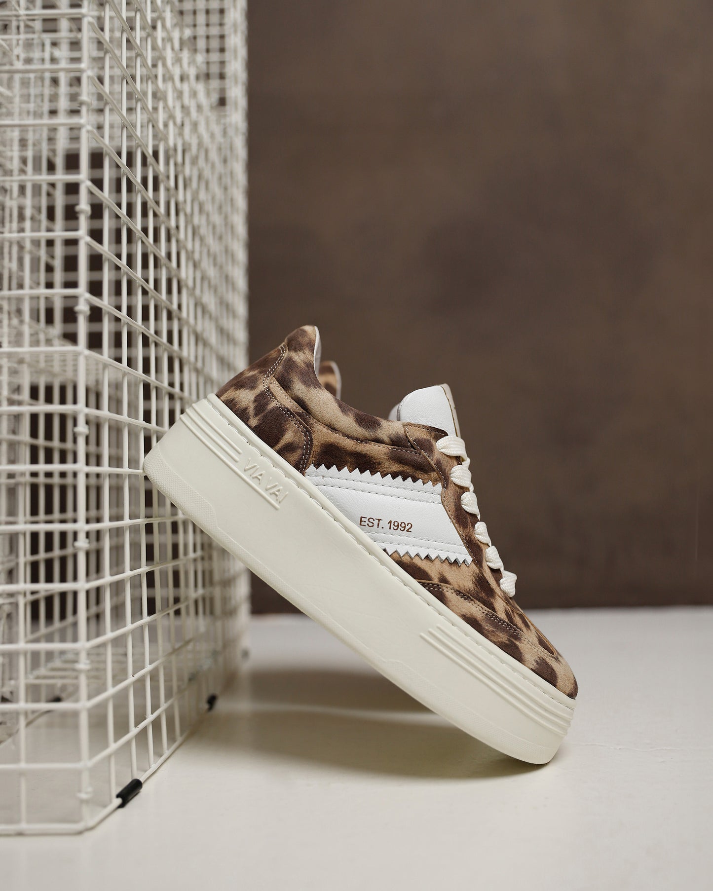 VIA VAI Isa Romi leopardprint platform sneakers dames