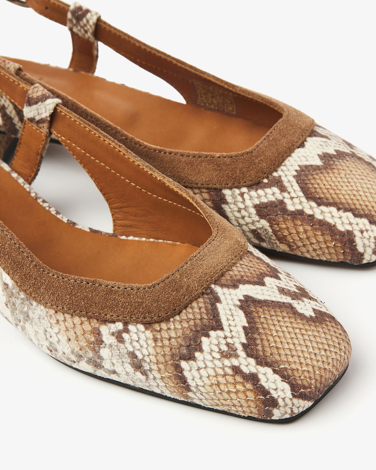 VIA VAI Julie Xena leren slangenprint slingbacks dames, detailfoto.