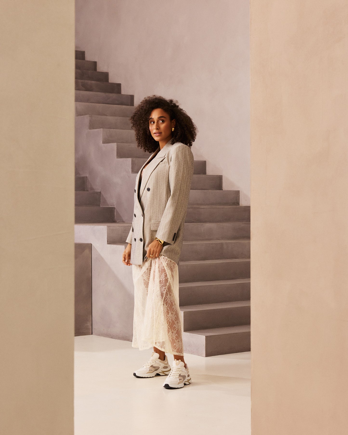 VIA VAI Vesper Due beige chunky sneakers dames