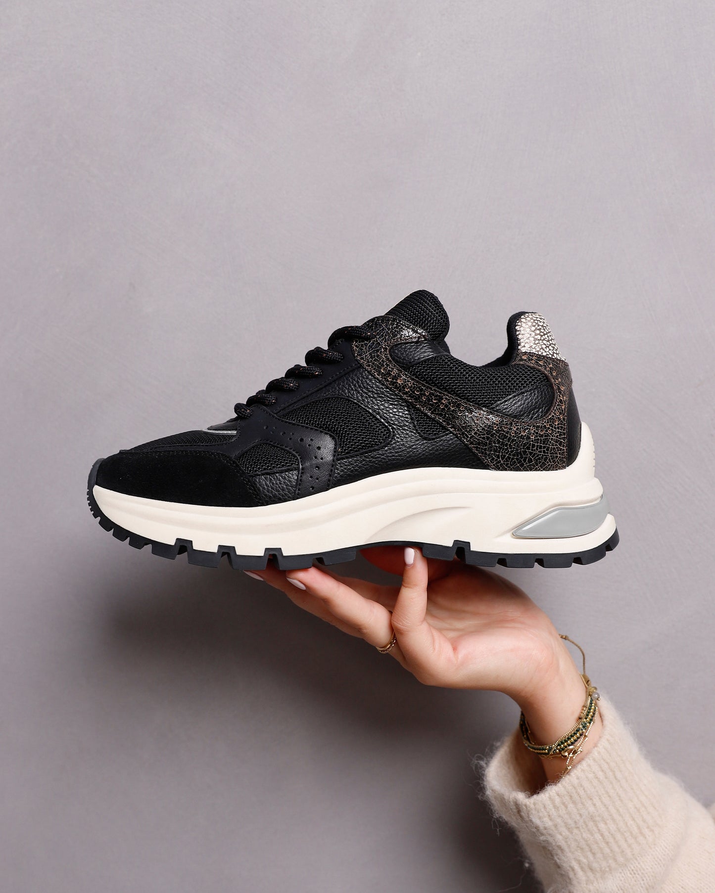VIA VAI Liz Curtis zwarte chunky sneakers dames