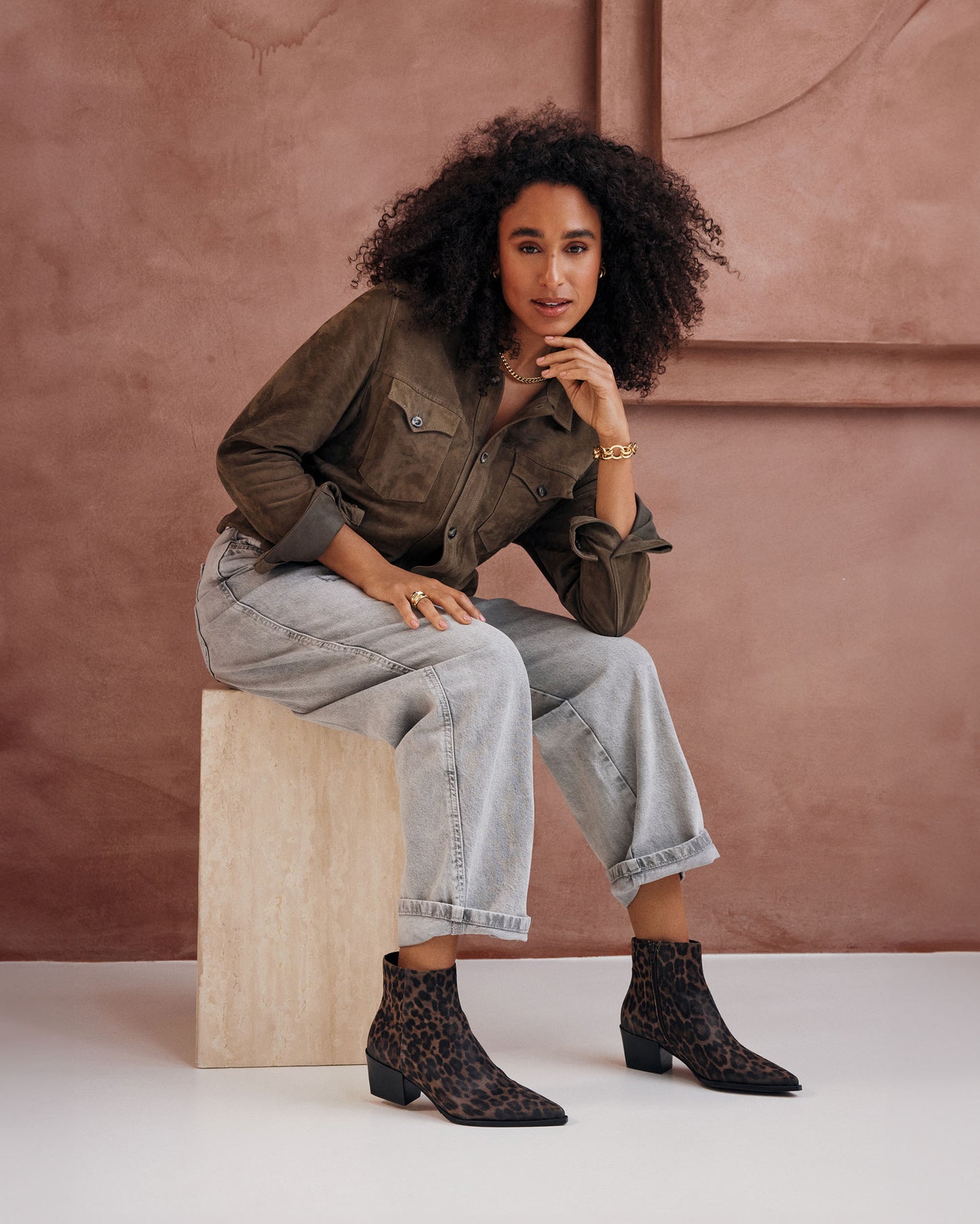 VIA VAI Kate Malina leopardprint enkellaarsjes dames