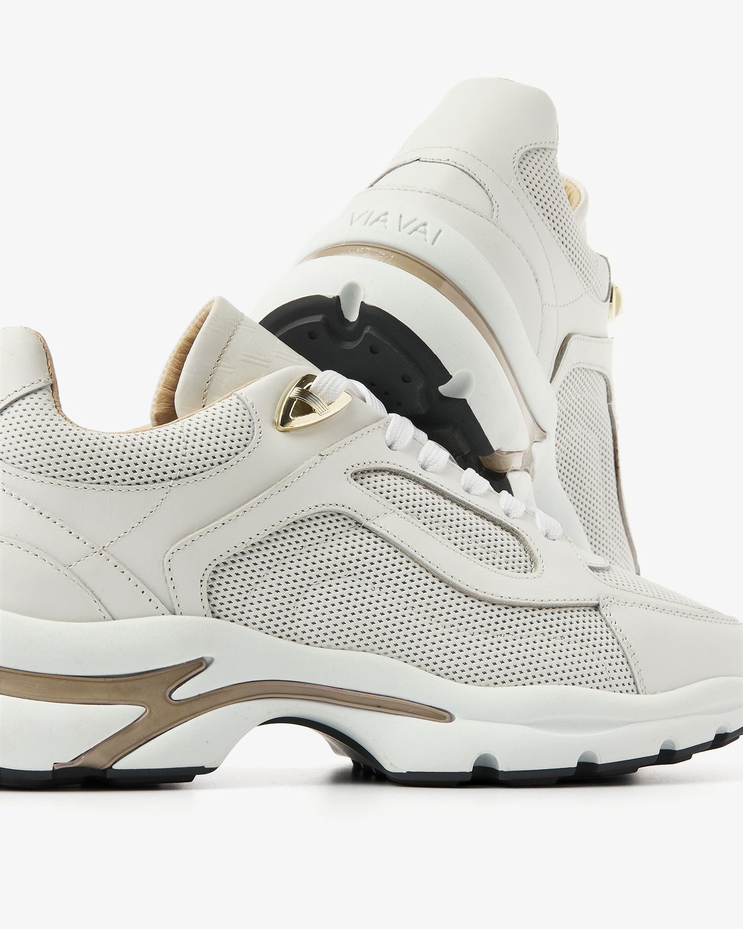 Witte leren VIA VAI dames sneakers Vesper Layla, detailfoto.