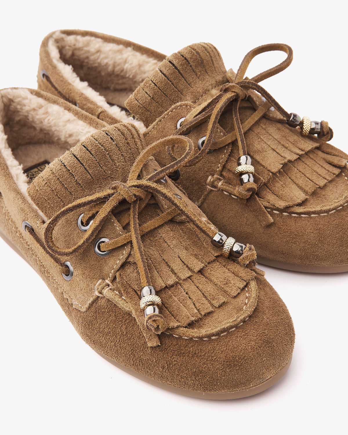 VIA VAI June Shelby loafers dames – detail van materiaalstructuur in suède