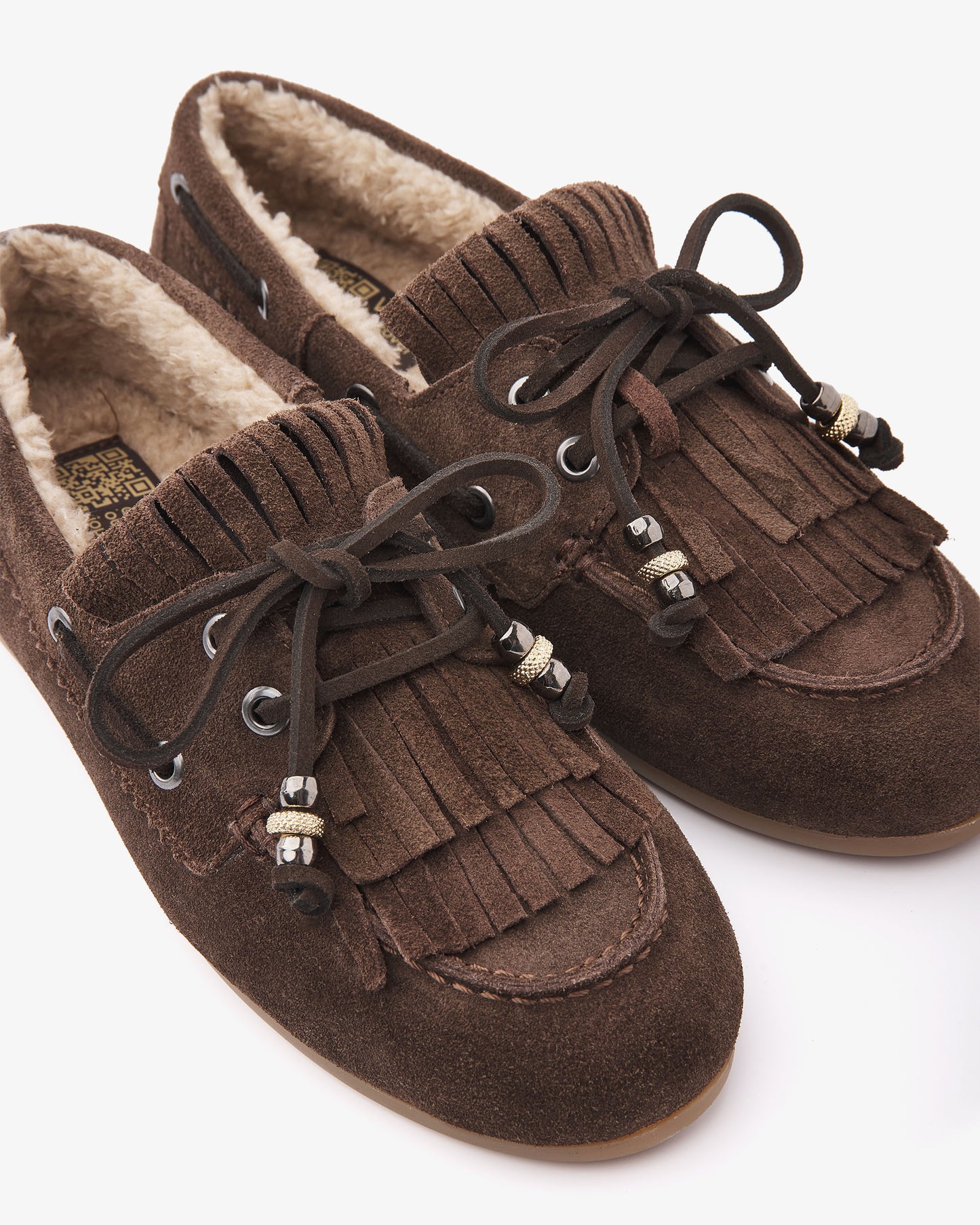 VIA VAI June Shelby bruine loafers dames – detail van materiaalstructuur in suède
