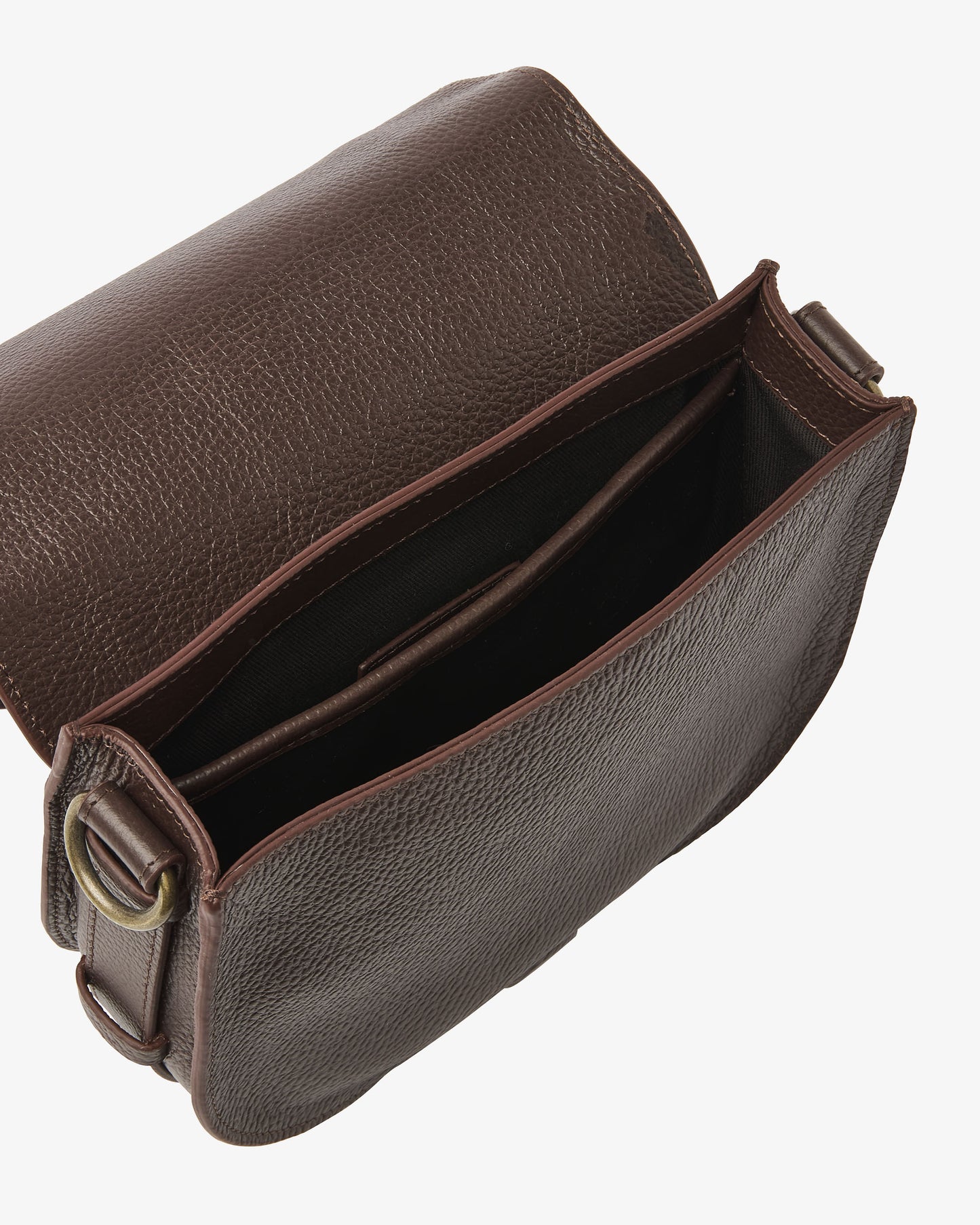 VIA VAI Mae Lizzy bruine crossbodytas – bovenaanzicht met materiaalstructuur