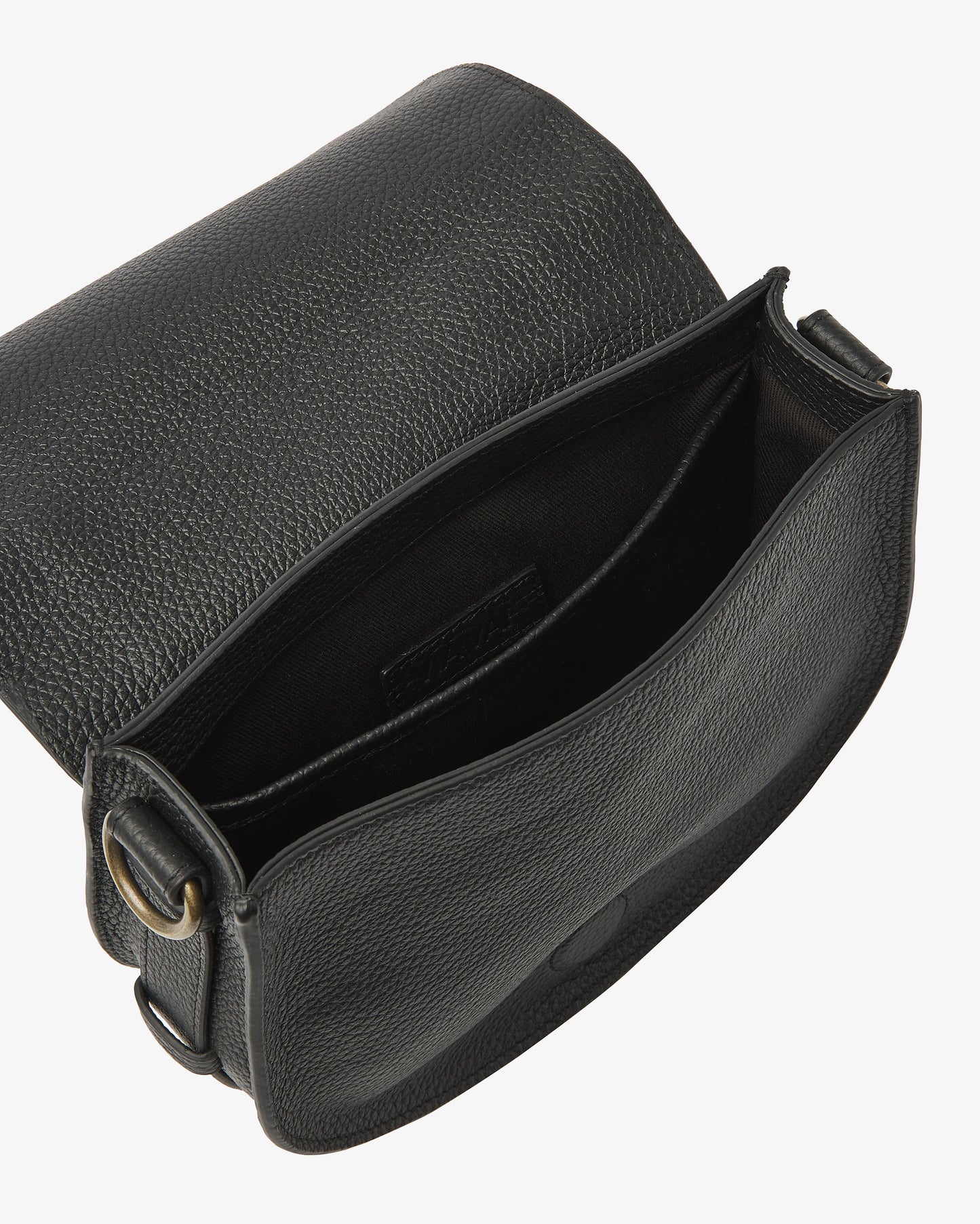 VIA VAI Mae Lizzy zwarte crossbodytas – bovenaanzicht met materiaalstructuur