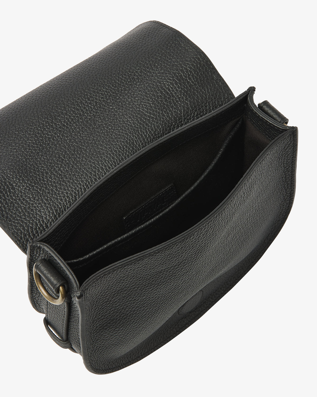 VIA VAI Mae Lizzy zwarte crossbodytas – bovenaanzicht met materiaalstructuur