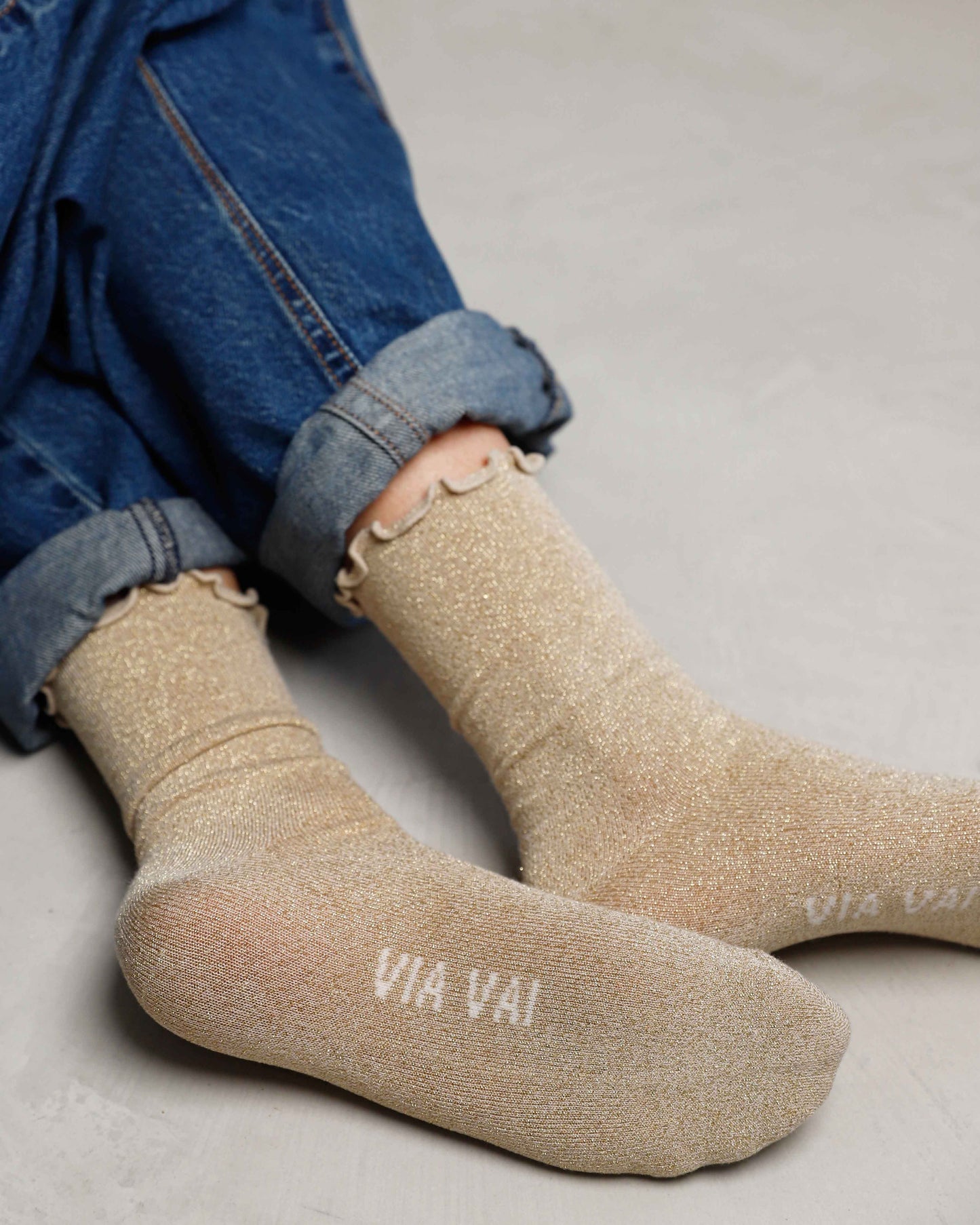 VIA VAI Star Hazel beige sokken