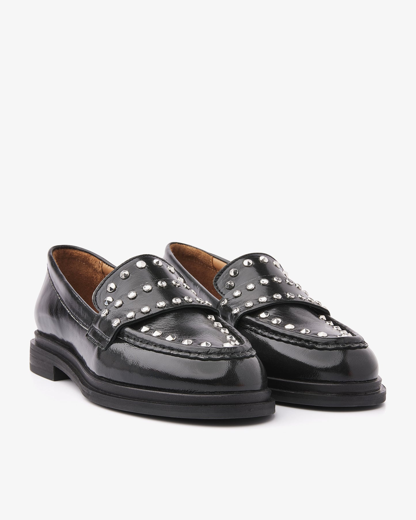 VIA VAI Fae Wylder zwarte loafers dames – vooraanzicht met ronde neus