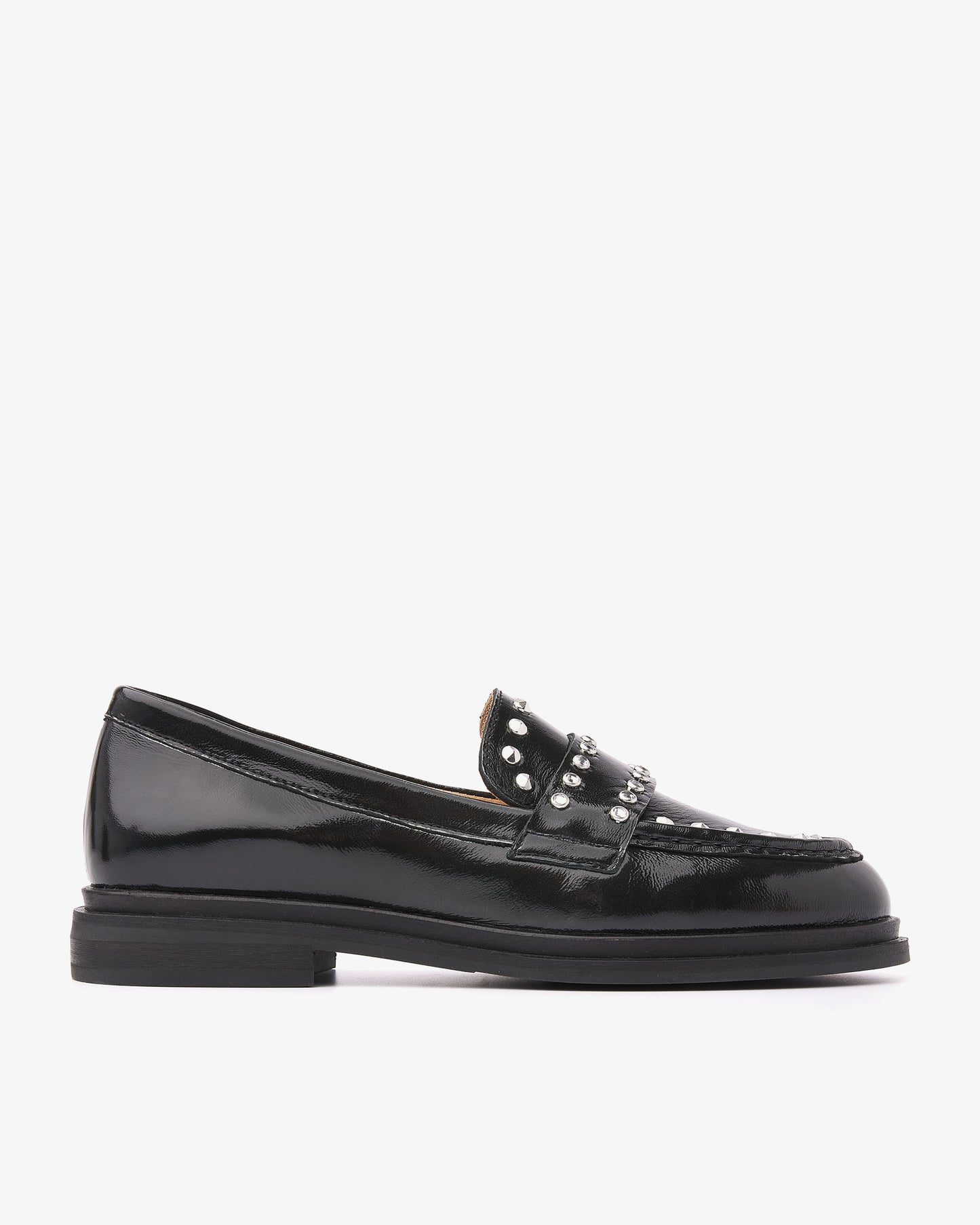 VIA VAI Fae Wylder zwarte loafers dames – zijaanzicht met studs