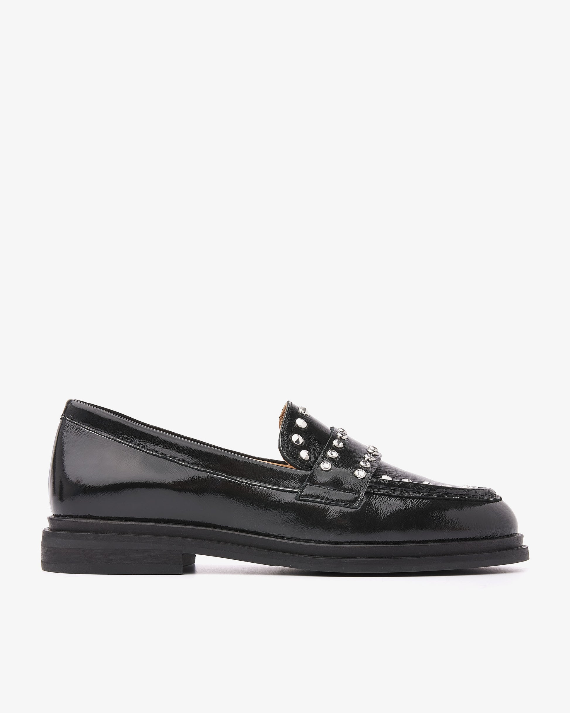 VIA VAI Fae Wylder zwarte loafers dames – zijaanzicht met studs