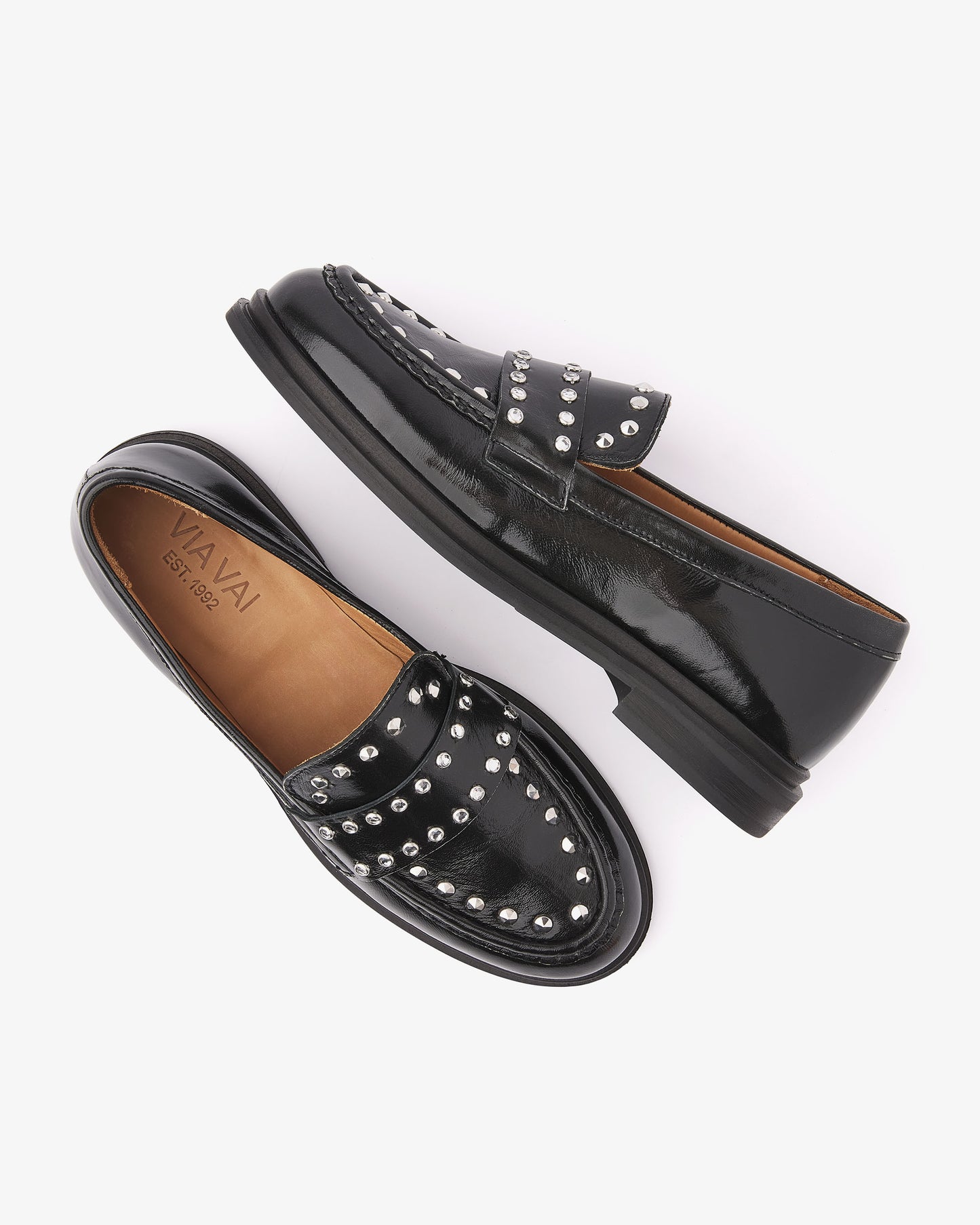 VIA VAI Fae Wylder zwarte loafers dames – bovenaanzicht met voetbed