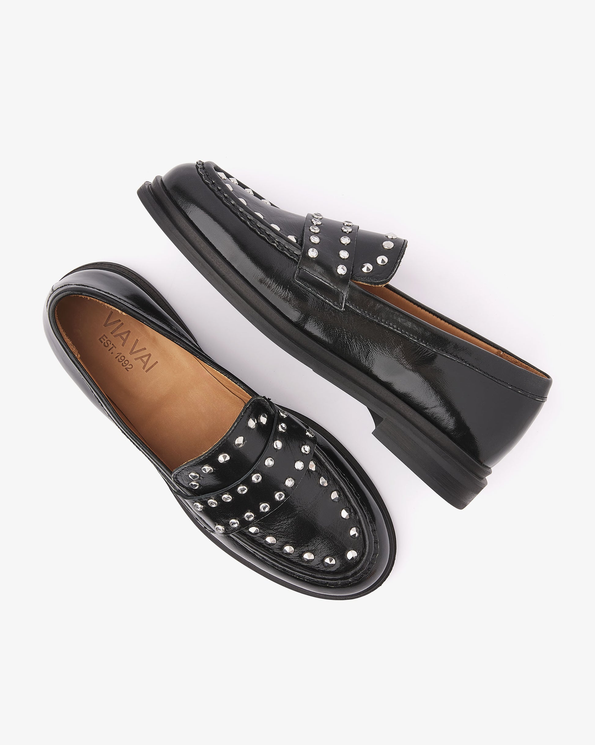 VIA VAI Fae Wylder zwarte loafers dames – bovenaanzicht met voetbed