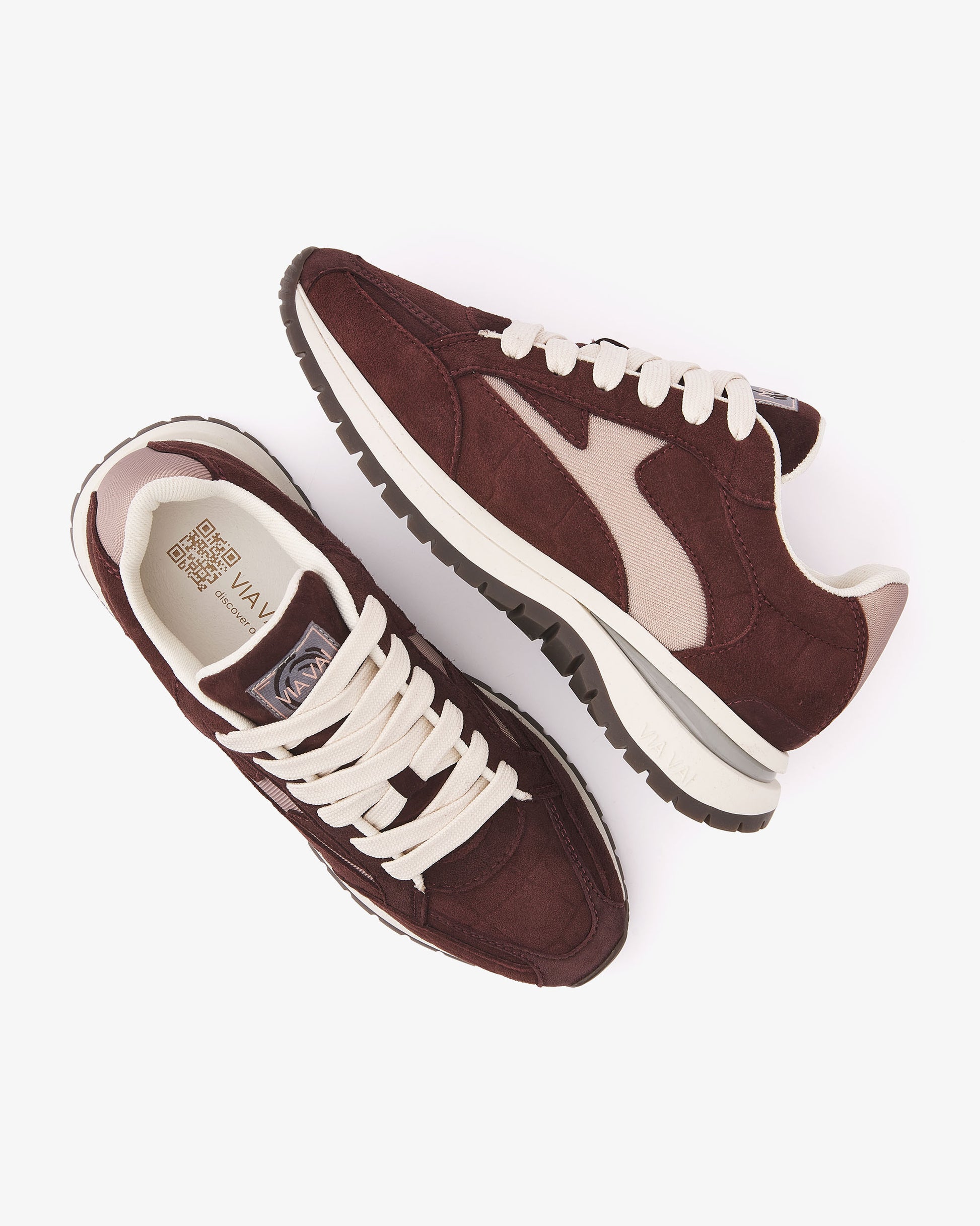 VIA VAI Usher Riggs bordeauxrode sneakers dames – bovenaanzicht met uitneembaar voetbed