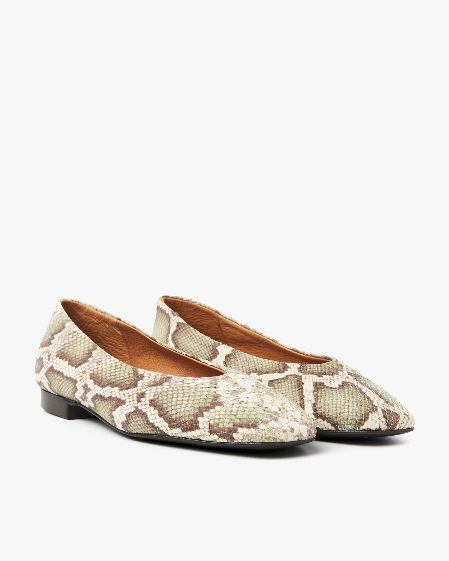 VIA VAI slangenprint leren dames ballerina's Lou Emmy, vooraanzicht.