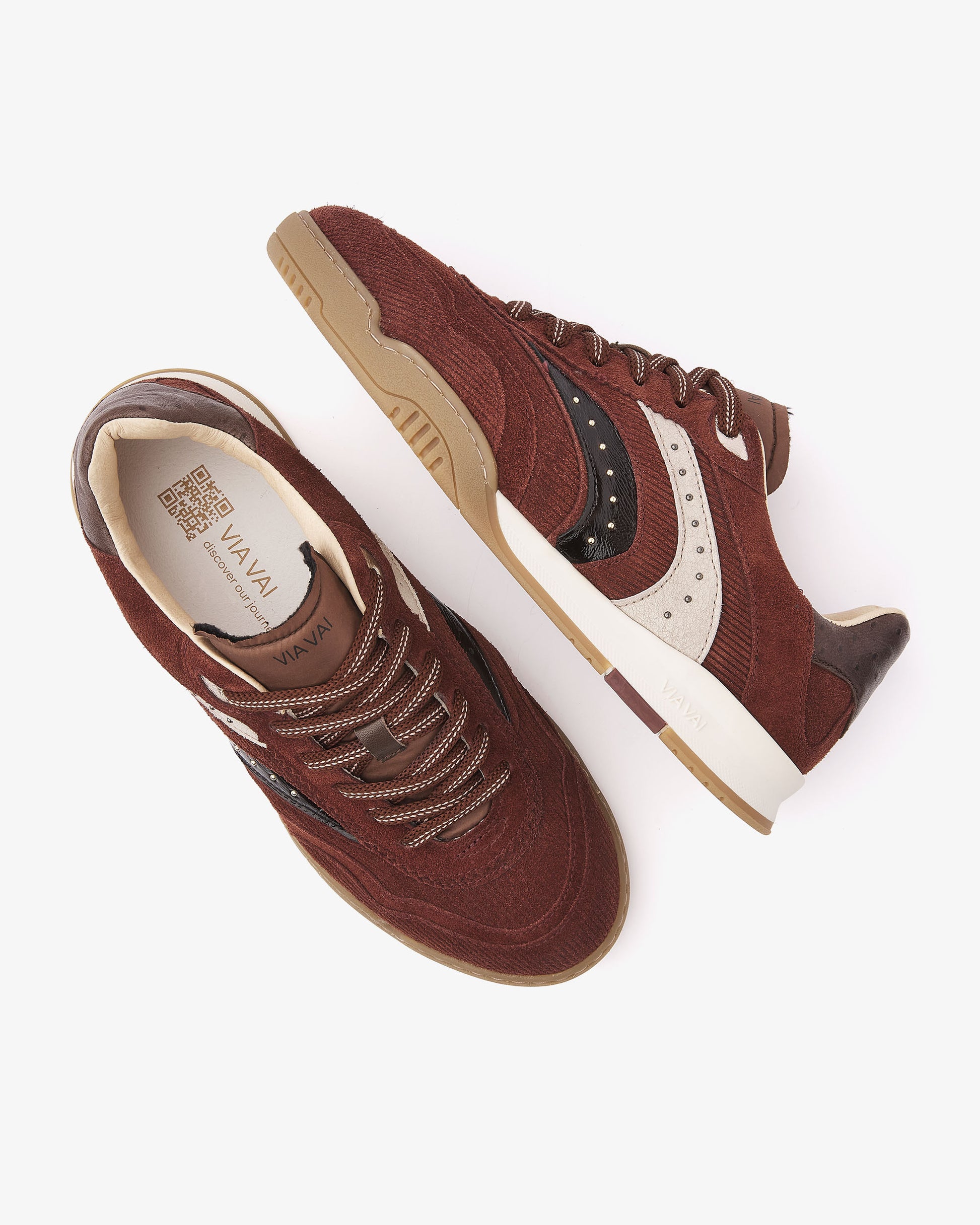 VIA VAI Kris Pax bordeauxrode sneakers dames – bovenaanzicht met uitneembaar voetbed