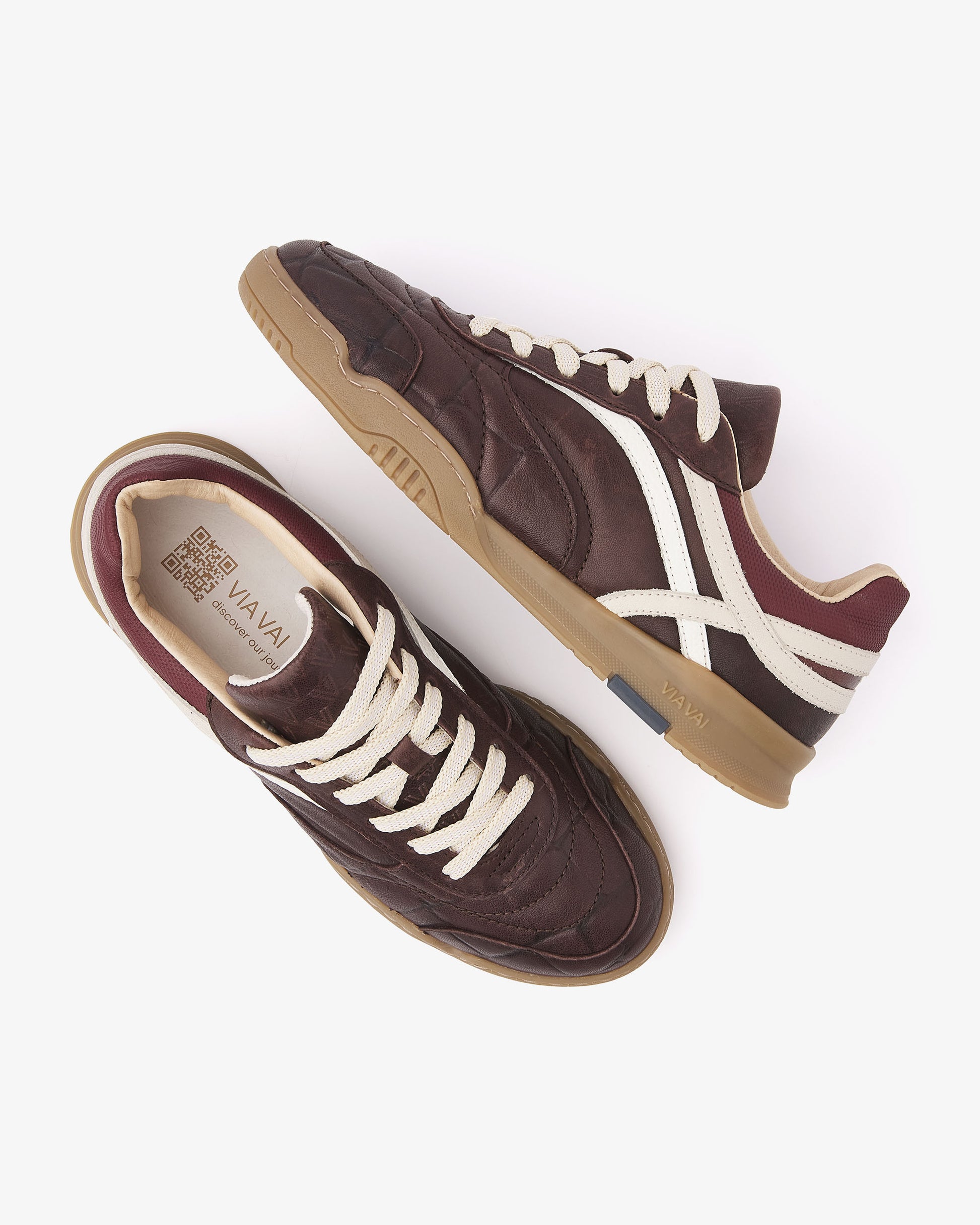 VIA VAI Kris Sky bruine sneakers dames – bovenaanzicht met uitneembaar voetbed