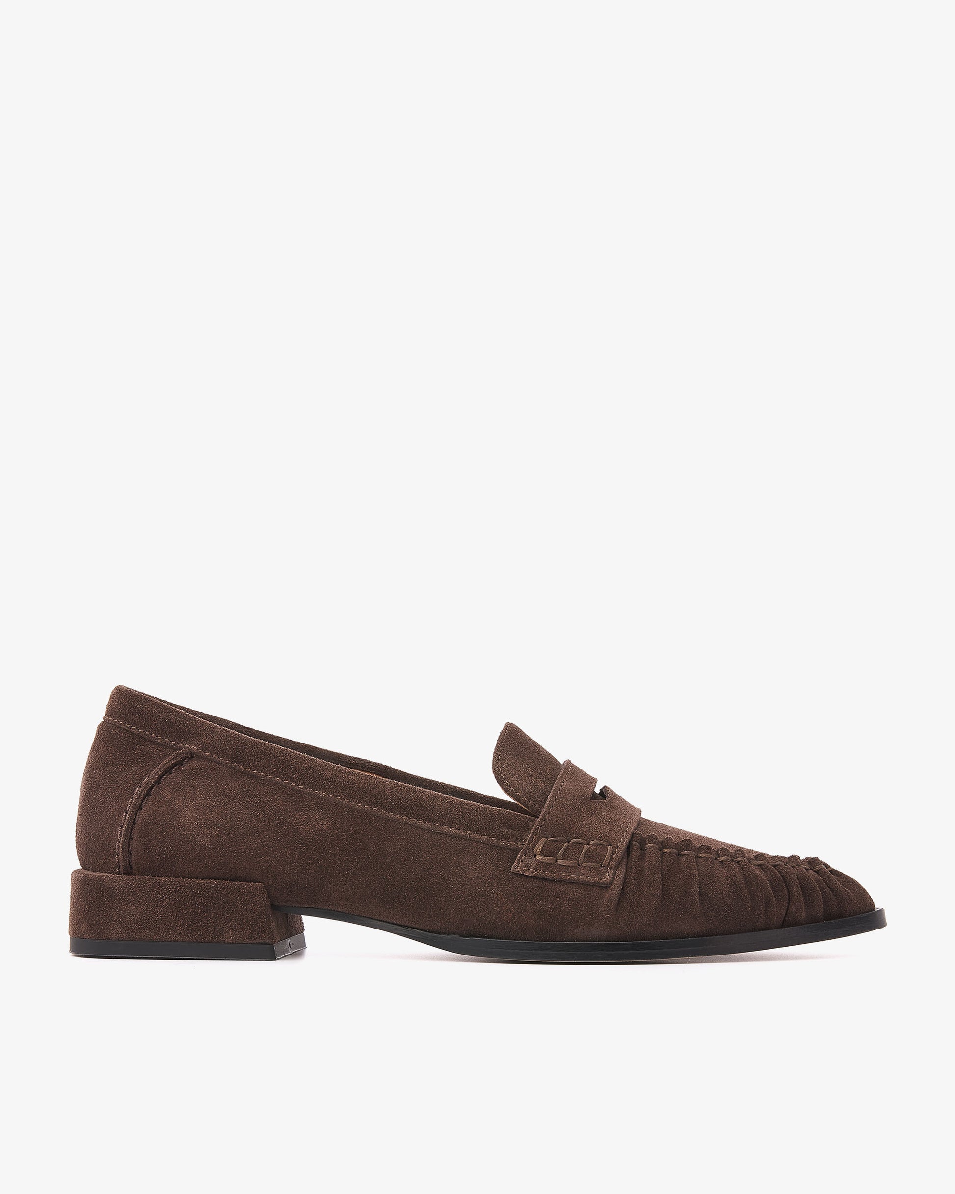 VIA VAI Jazz Billie bruine loafers dames – zijaanzicht met leer- en suèdedetails