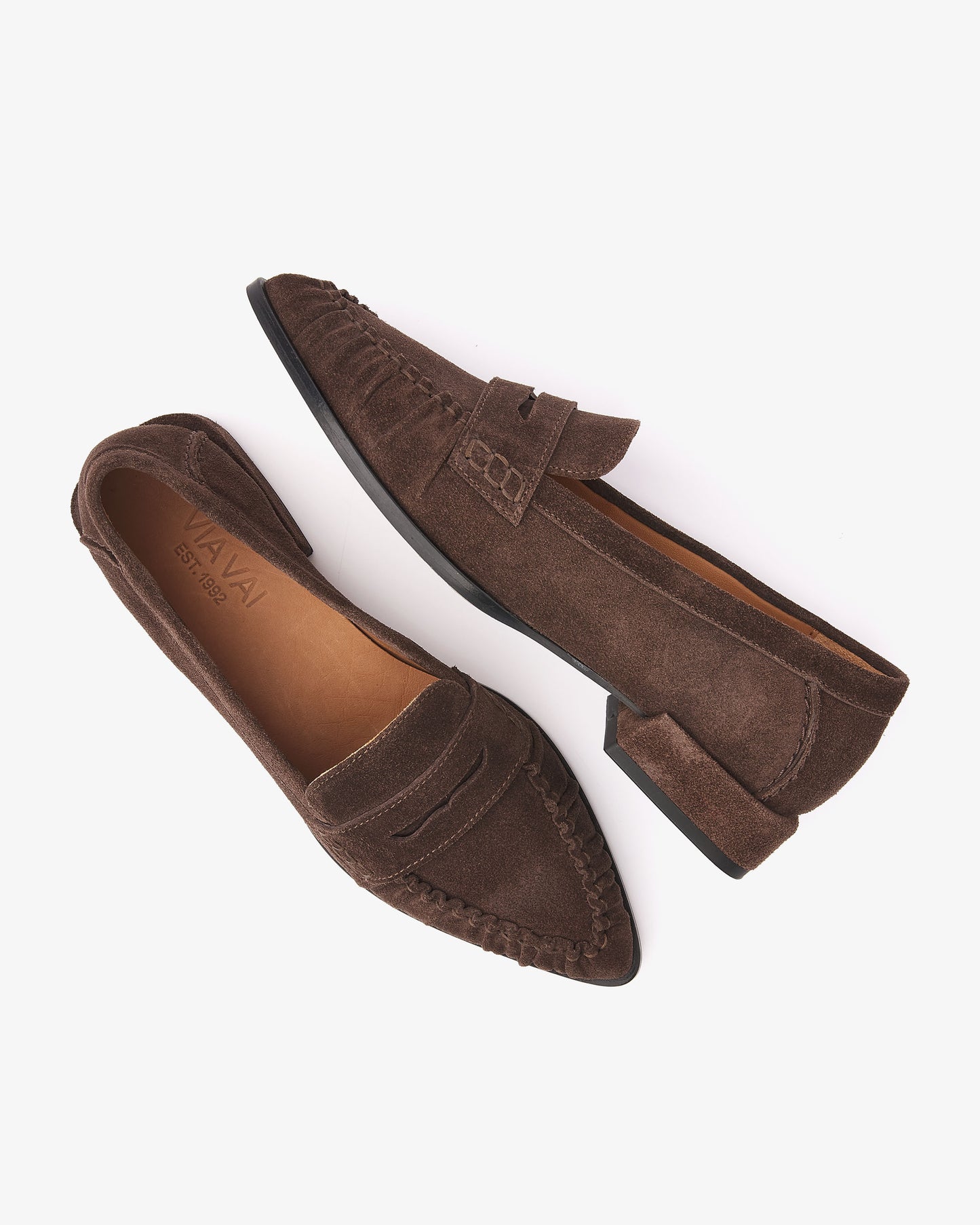 VIA VAI Jazz Billie bruine loafers dames – bovenaanzicht met voetbed
