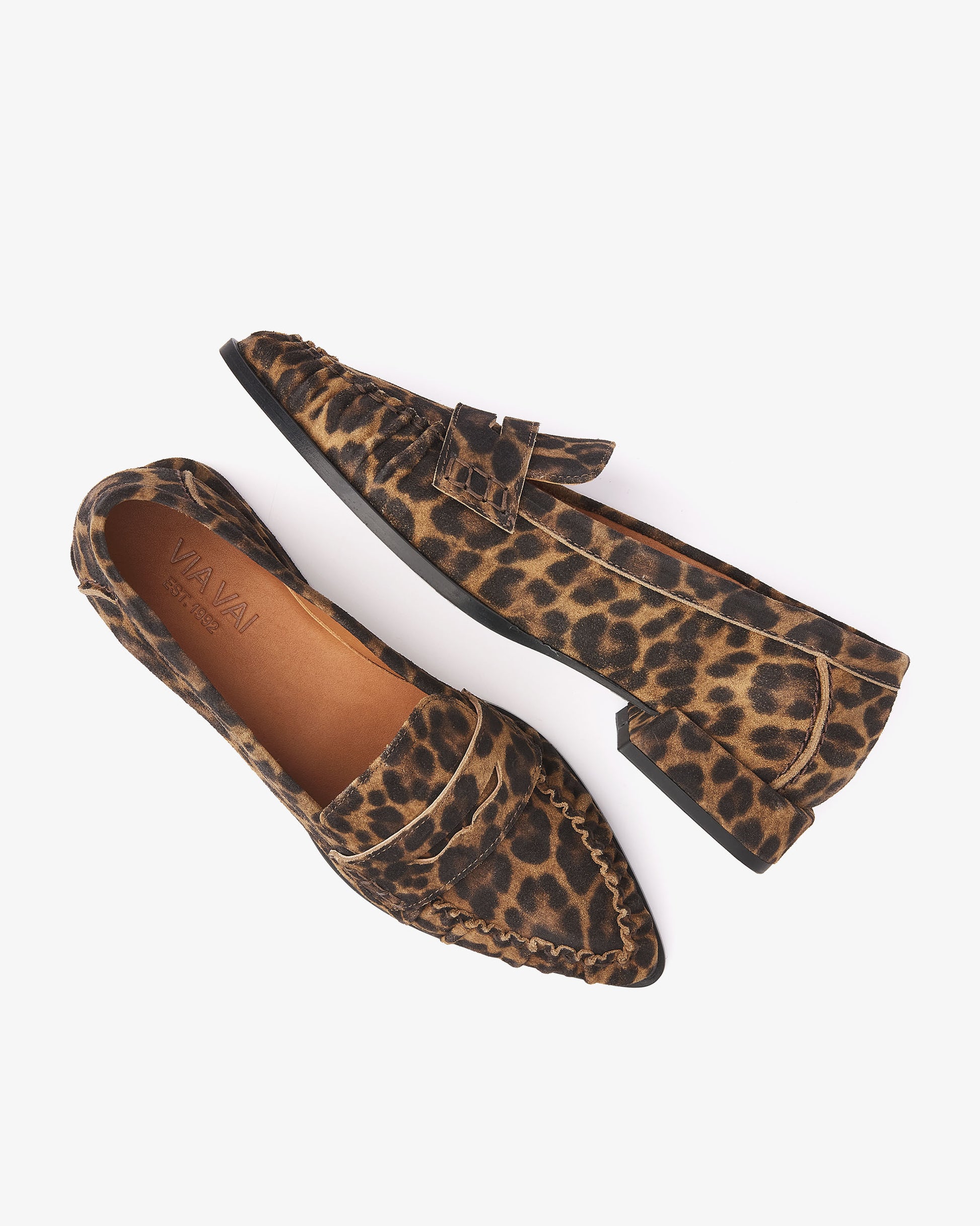 VIA VAI Jazz Billie leopardprint loafers dames – bovenaanzicht met voetbed