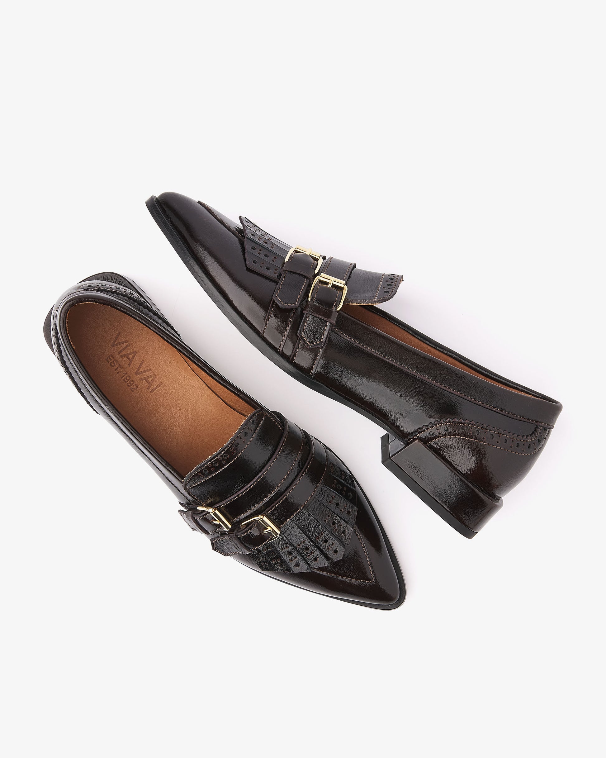 VIA VAI Jazz Lucy bruine loafers dames – bovenaanzicht met voetbed