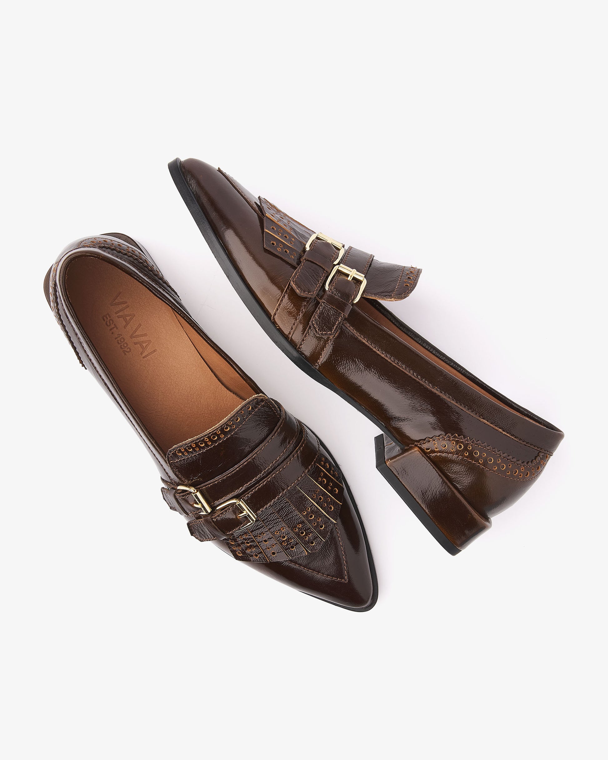 VIA VAI Jazz Lucy bruine loafers dames – bovenaanzicht met voetbed