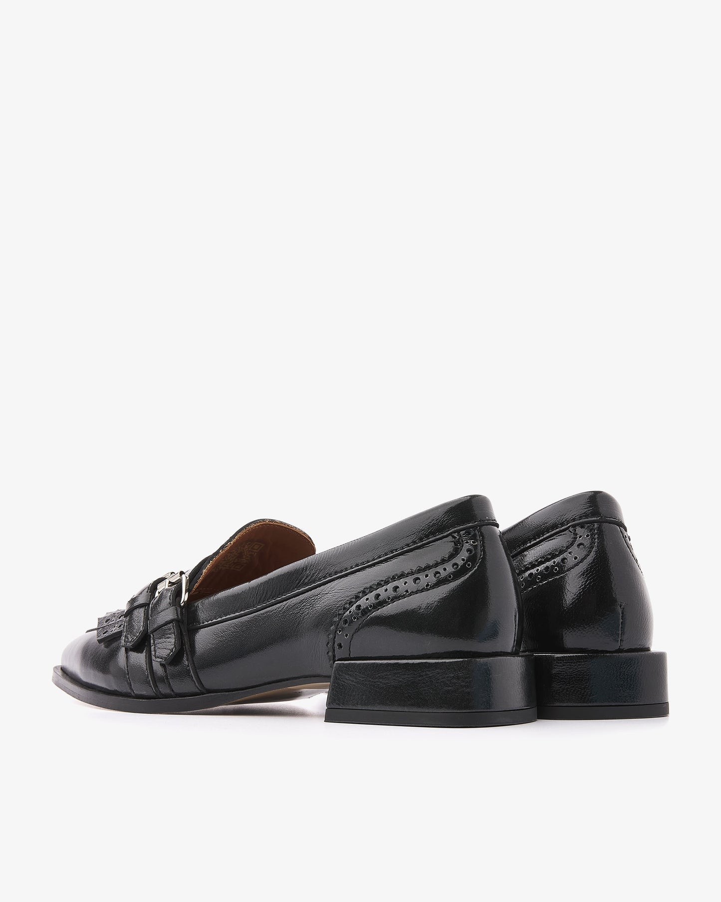 VIA VAI Jazz Lucy zwarte loafers dames – achteraanzicht met hieldetail