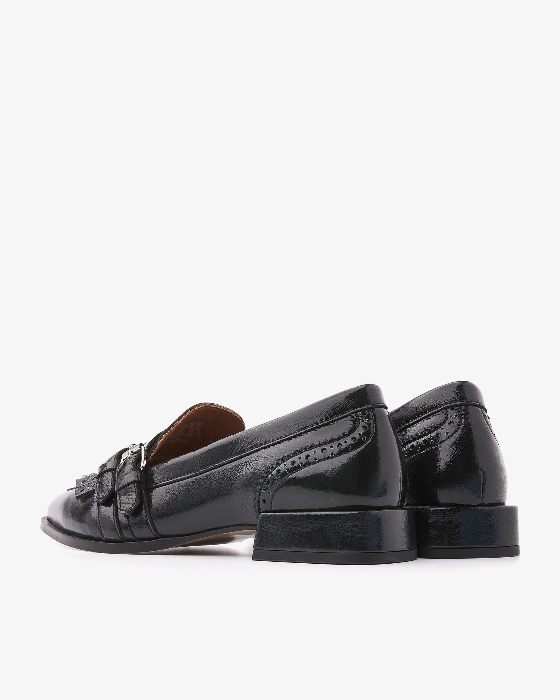 VIA VAI Jazz Lucy zwarte loafers dames – achteraanzicht met hieldetail
