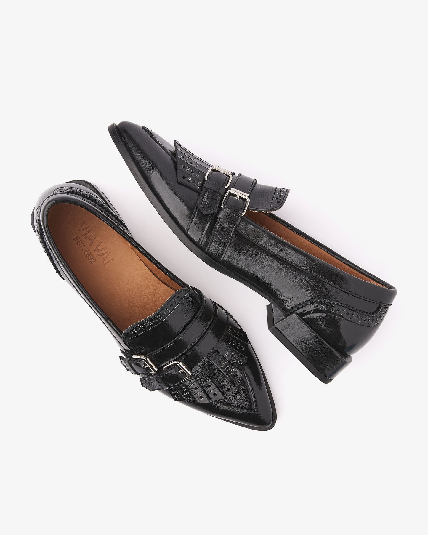 VIA VAI Jazz Lucy zwarte loafers dames – bovenaanzicht met voetbed