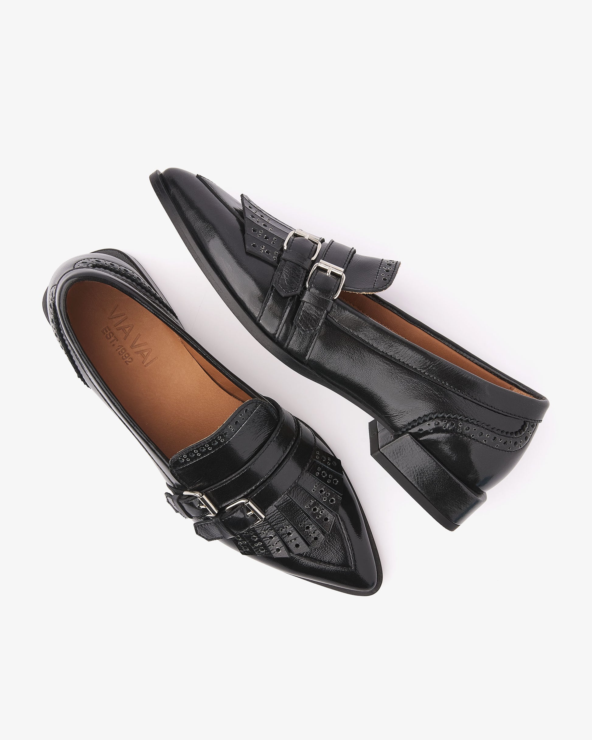 VIA VAI Jazz Lucy zwarte loafers dames – bovenaanzicht met voetbed