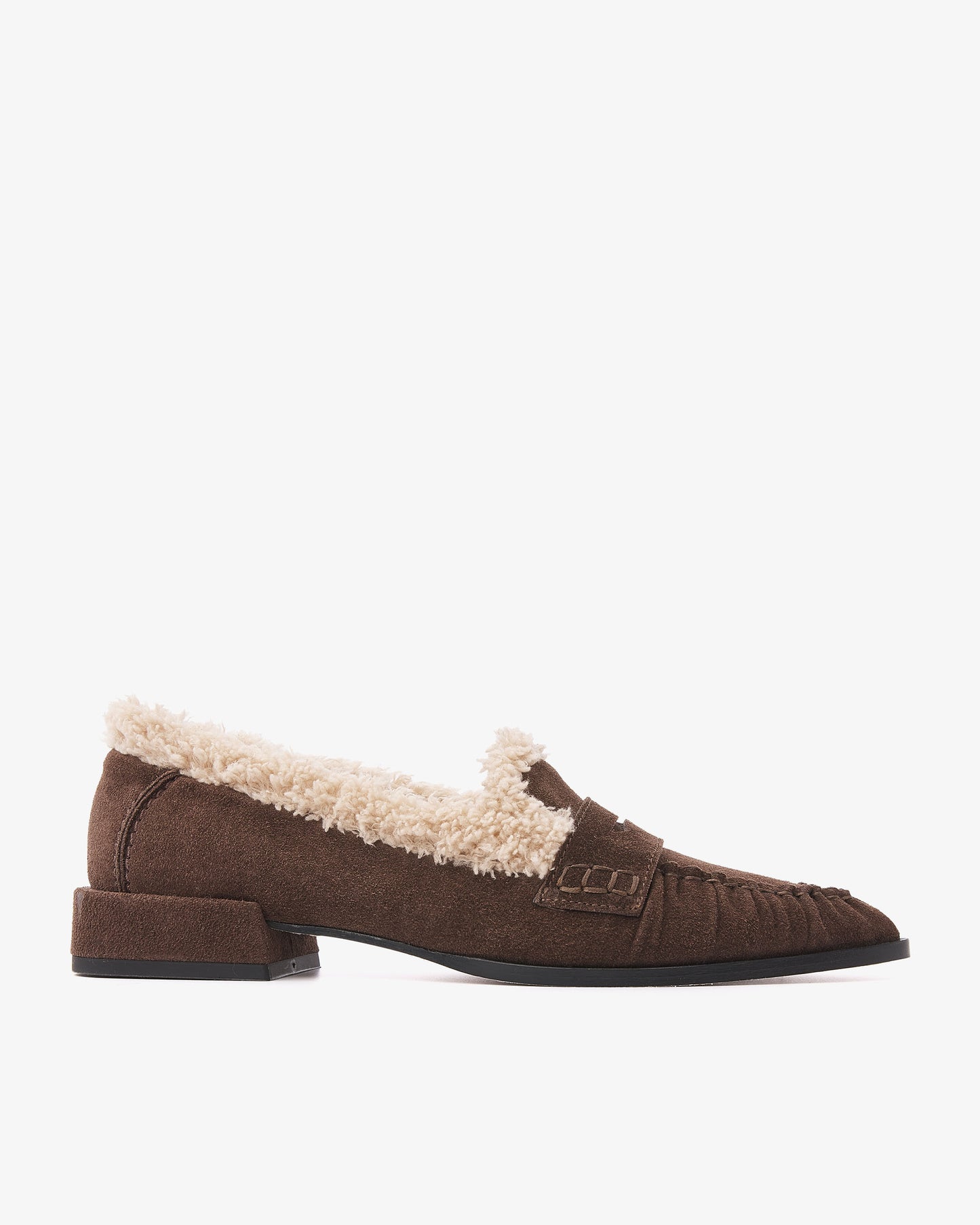 VIA VAI Jazz Vica bruine loafers dames – zijaanzicht met leer- en suèdedetails
