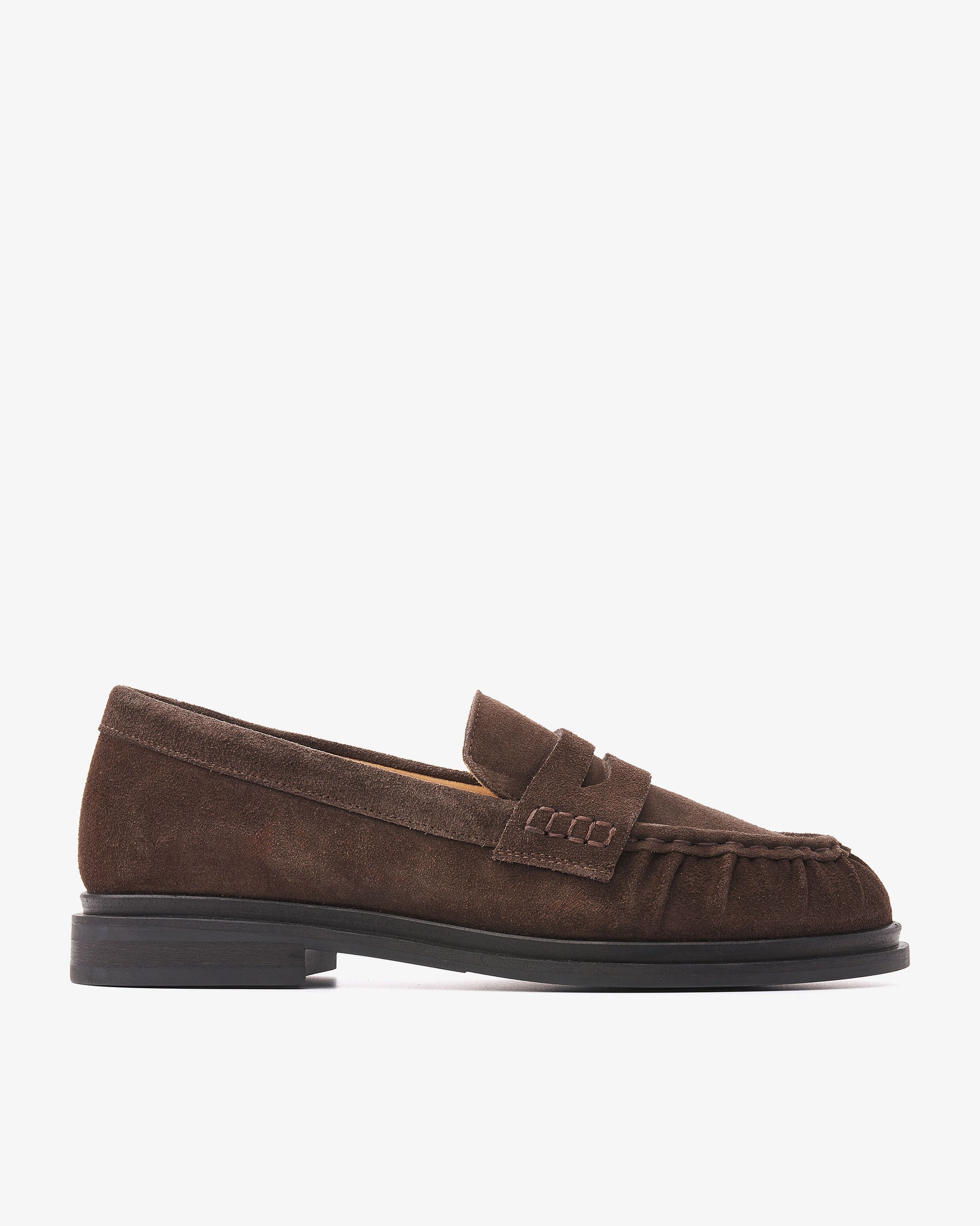 VIA VAI Fae Sarah bruine loafers dames – zijaanzicht met leer- en suèdedetails