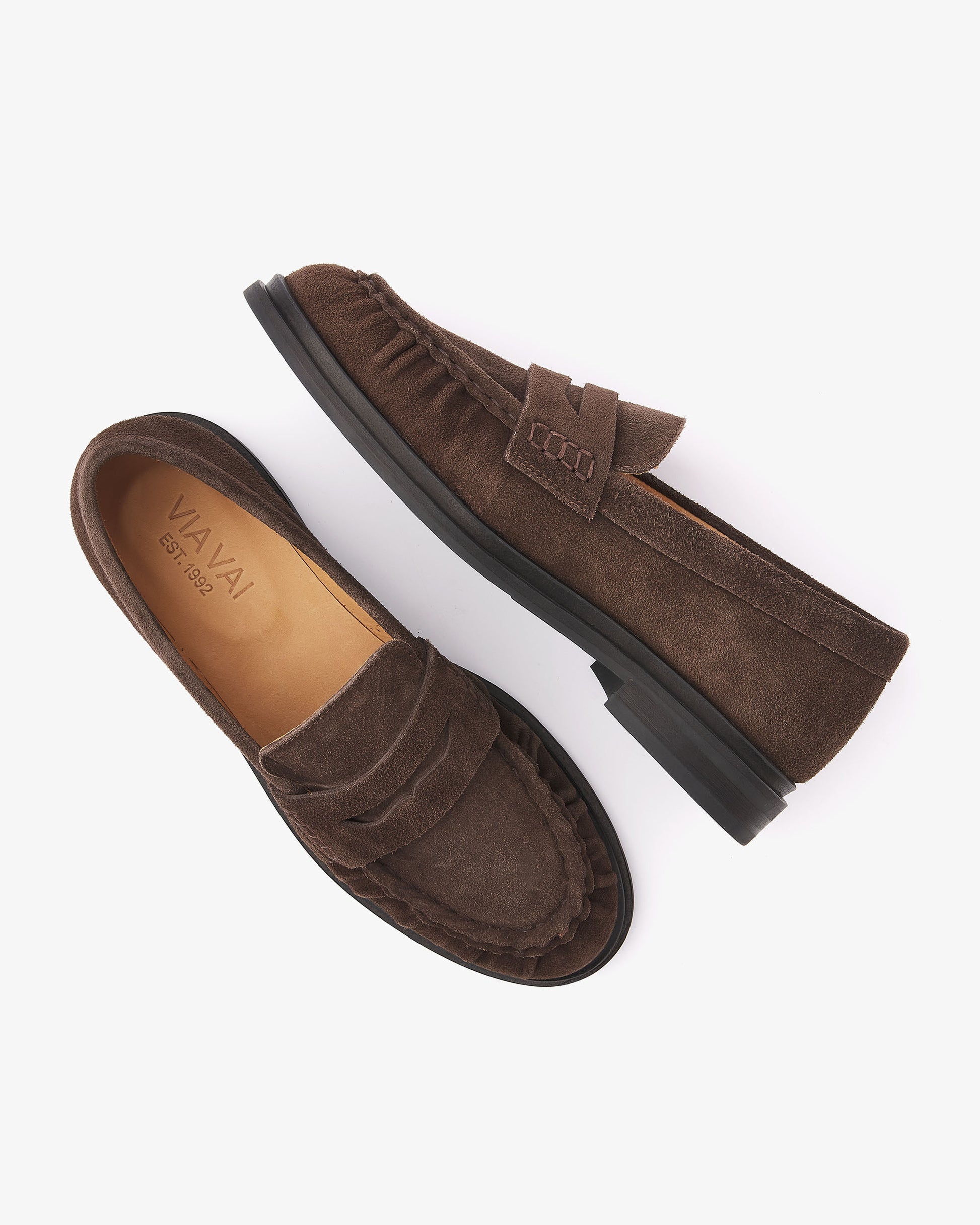 VIA VAI Fae Sarah bruine loafers dames – bovenaanzicht met voetbed