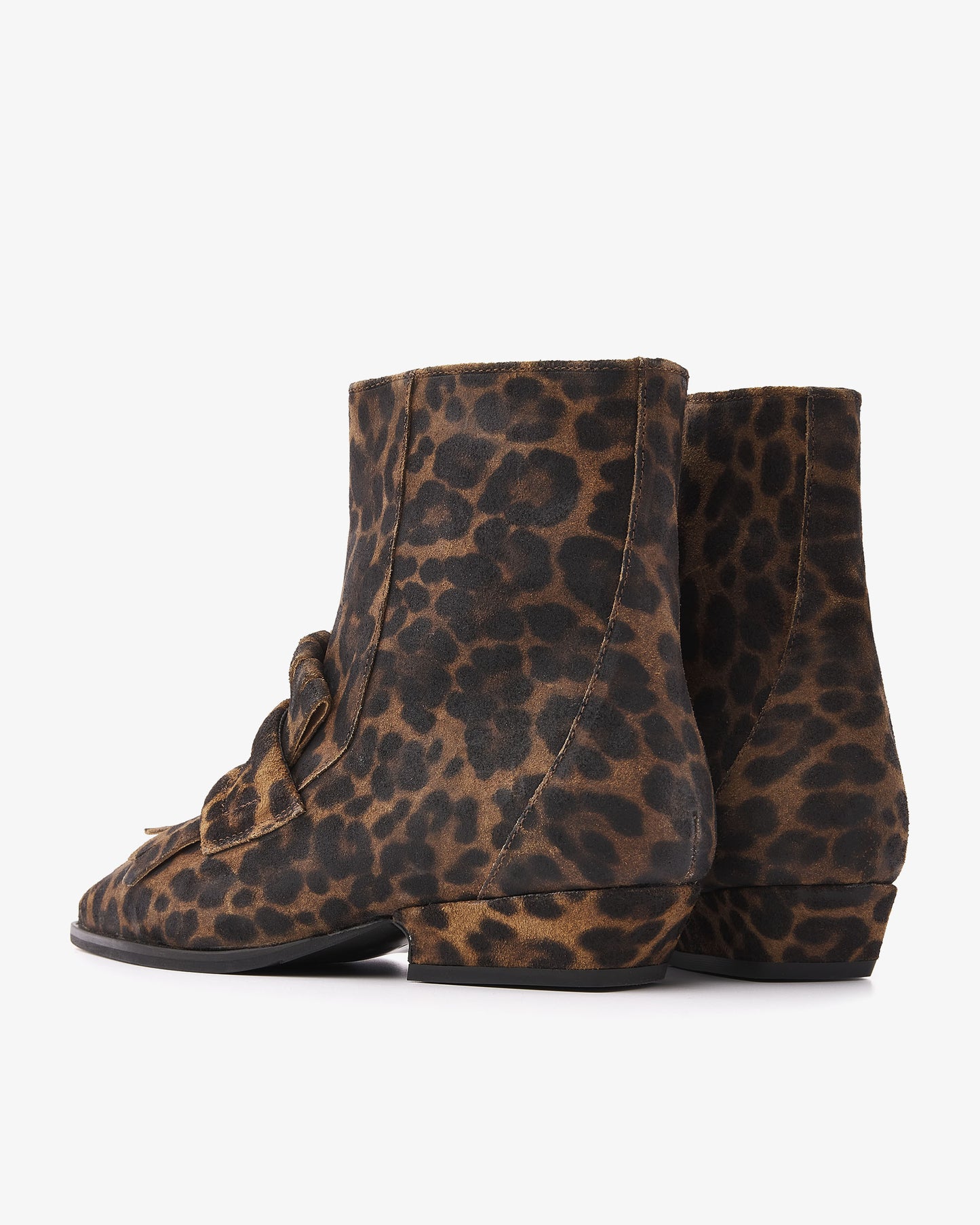 VIA VAI Vive Evie leopardprint enkellaarsjes dames – achteraanzicht met hieldetail