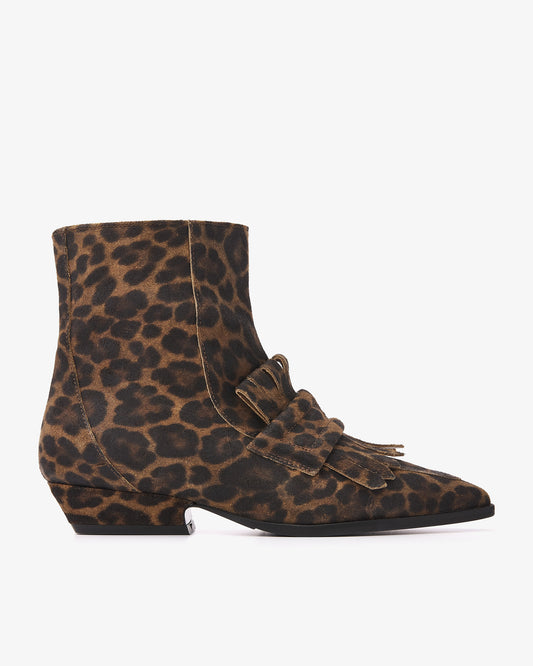VIA VAI Vive Evie leopardprint enkellaarsjes dames – zijaanzicht met ritssluiting