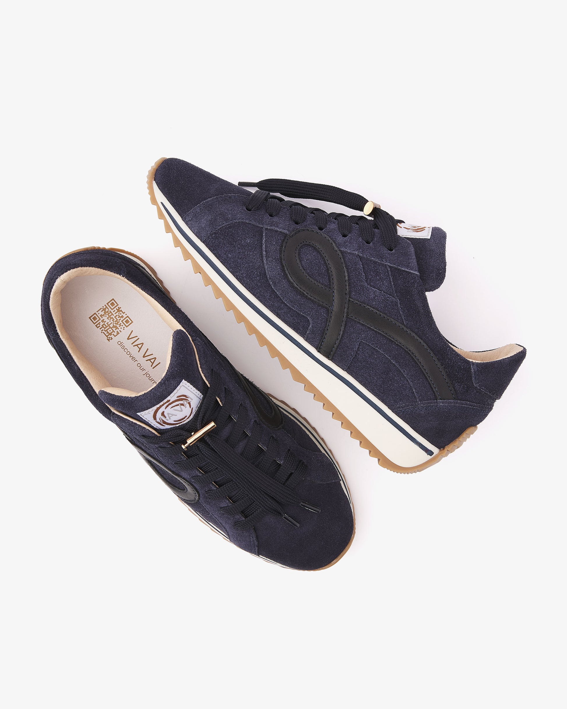 VIA VAI Mikki Eve blauwe sneakers dames – bovenaanzicht met uitneembaar voetbed