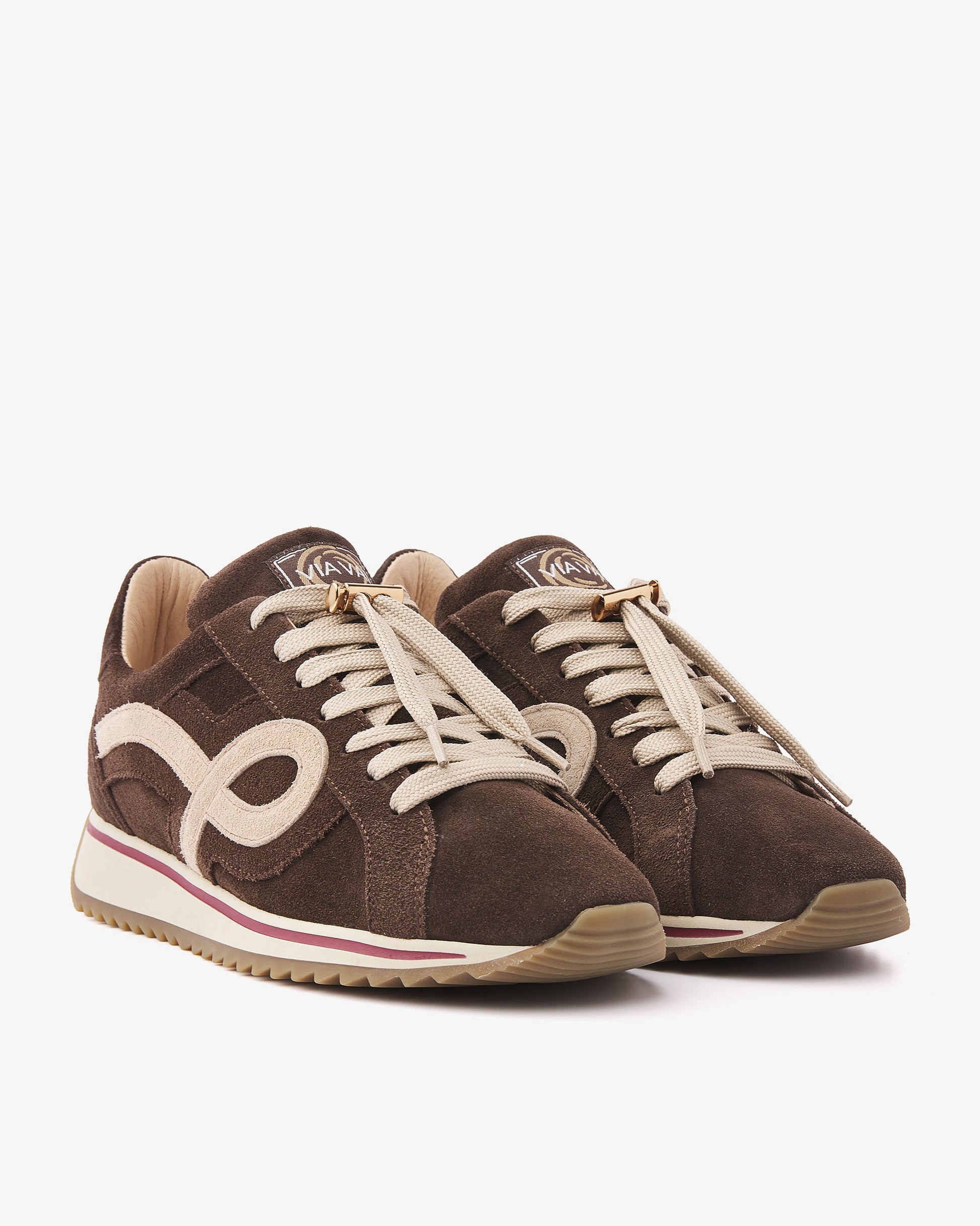 VIA VAI Mikki Eve bruine sneakers dames – vooraanzicht met ronde neus
