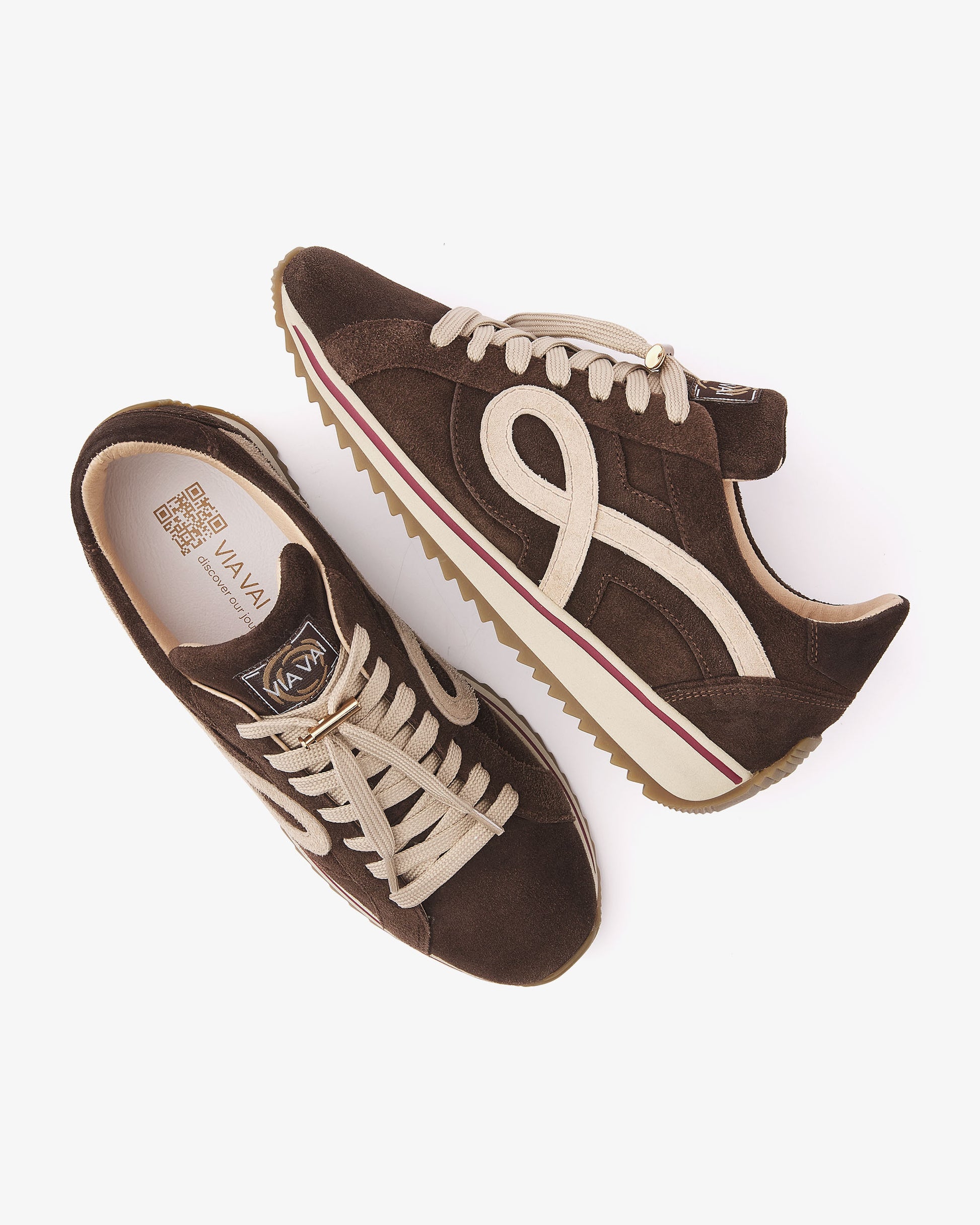 VIA VAI Mikki Eve bruine sneakers dames – bovenaanzicht met uitneembaar voetbed
