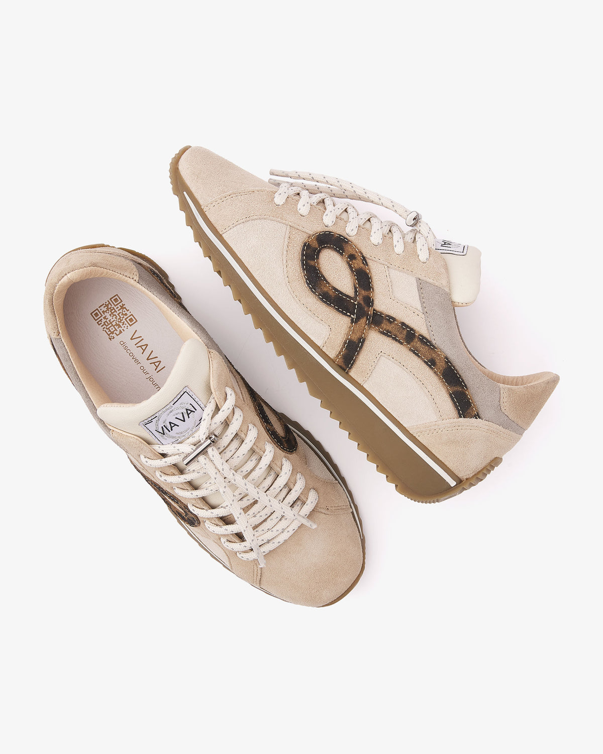 VIA VAI Mikki Eve beige sneakers dames – bovenaanzicht met uitneembaar voetbed
