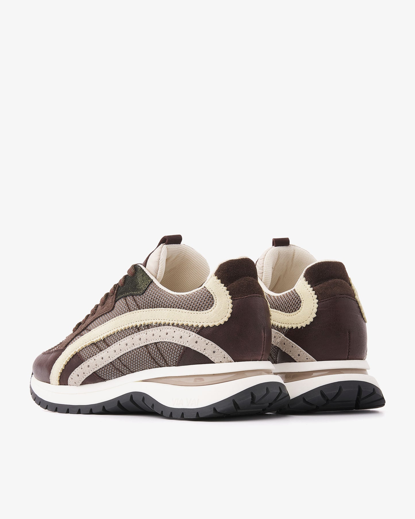 VIA VAI Usher Lott bruine sneakers dames – achteraanzicht met hieldetail